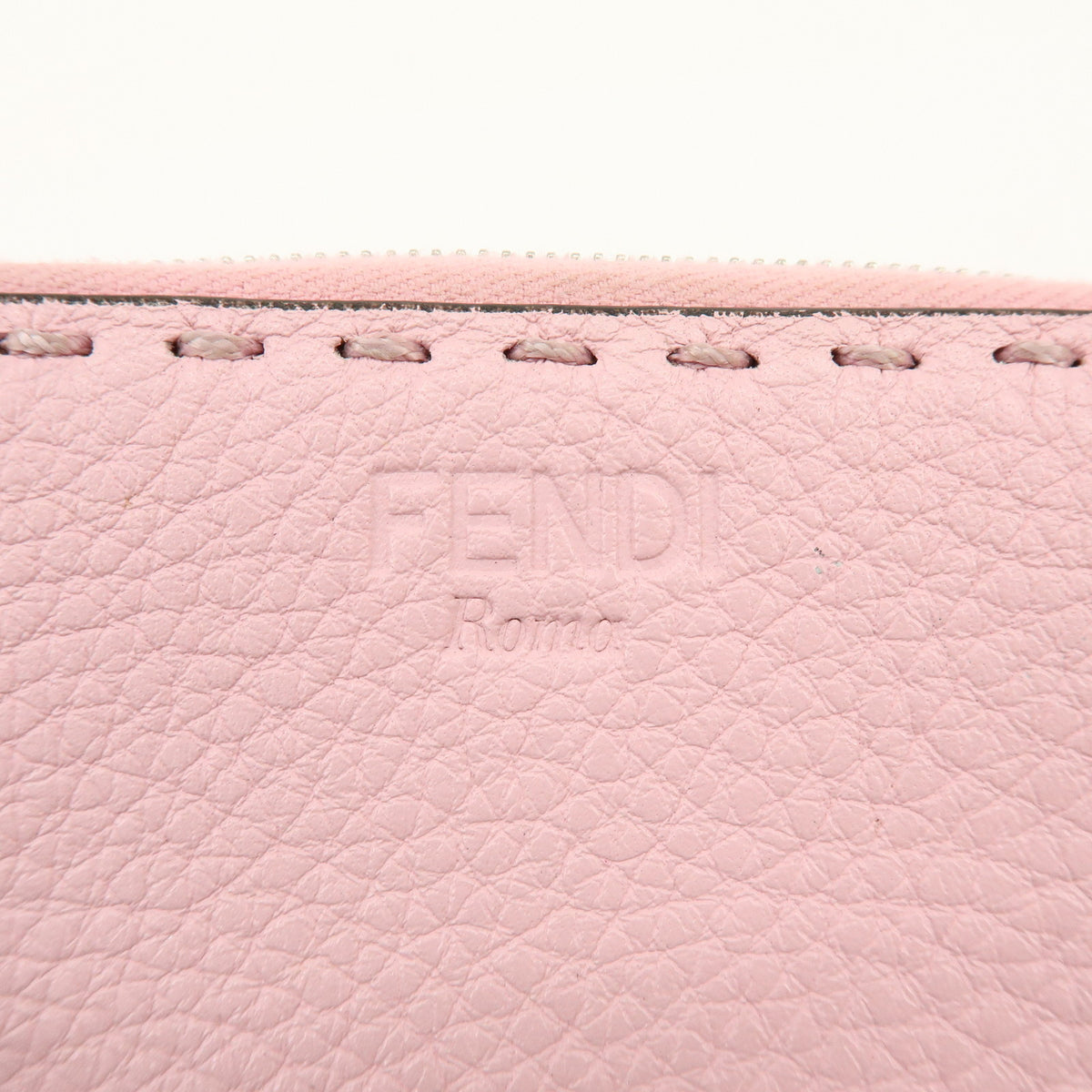 FENDI Selleria Leather Compact Zippy Wallet Pink 8M0313