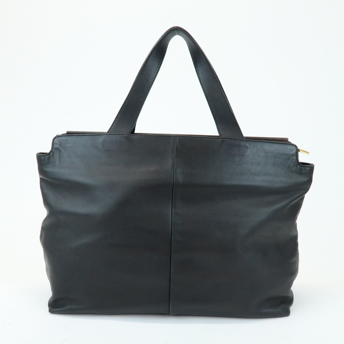 LOEWE Nappa Leather Wood Hand Bag Tote Bag Black Brown