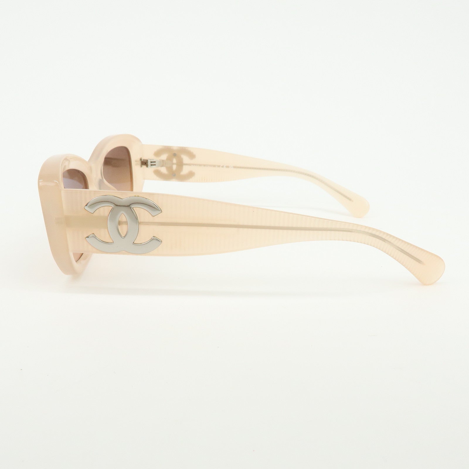 CHANEL COCO Mark Plastic Sunglasses Pink Brown 5493-A