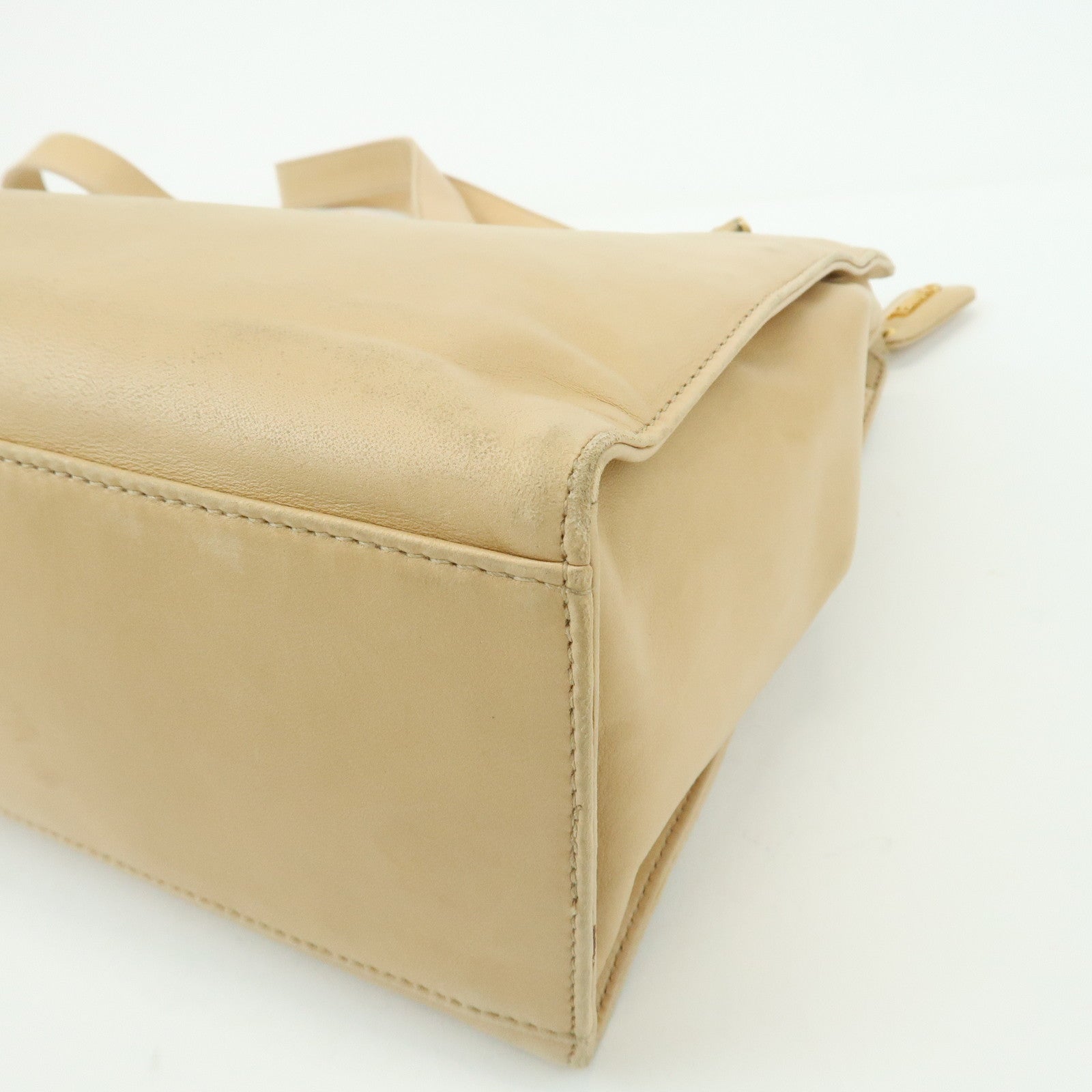 CHANEL COCO Mark Lamb Skin Chain Shoulder Bag Tote Bag Beige Gold