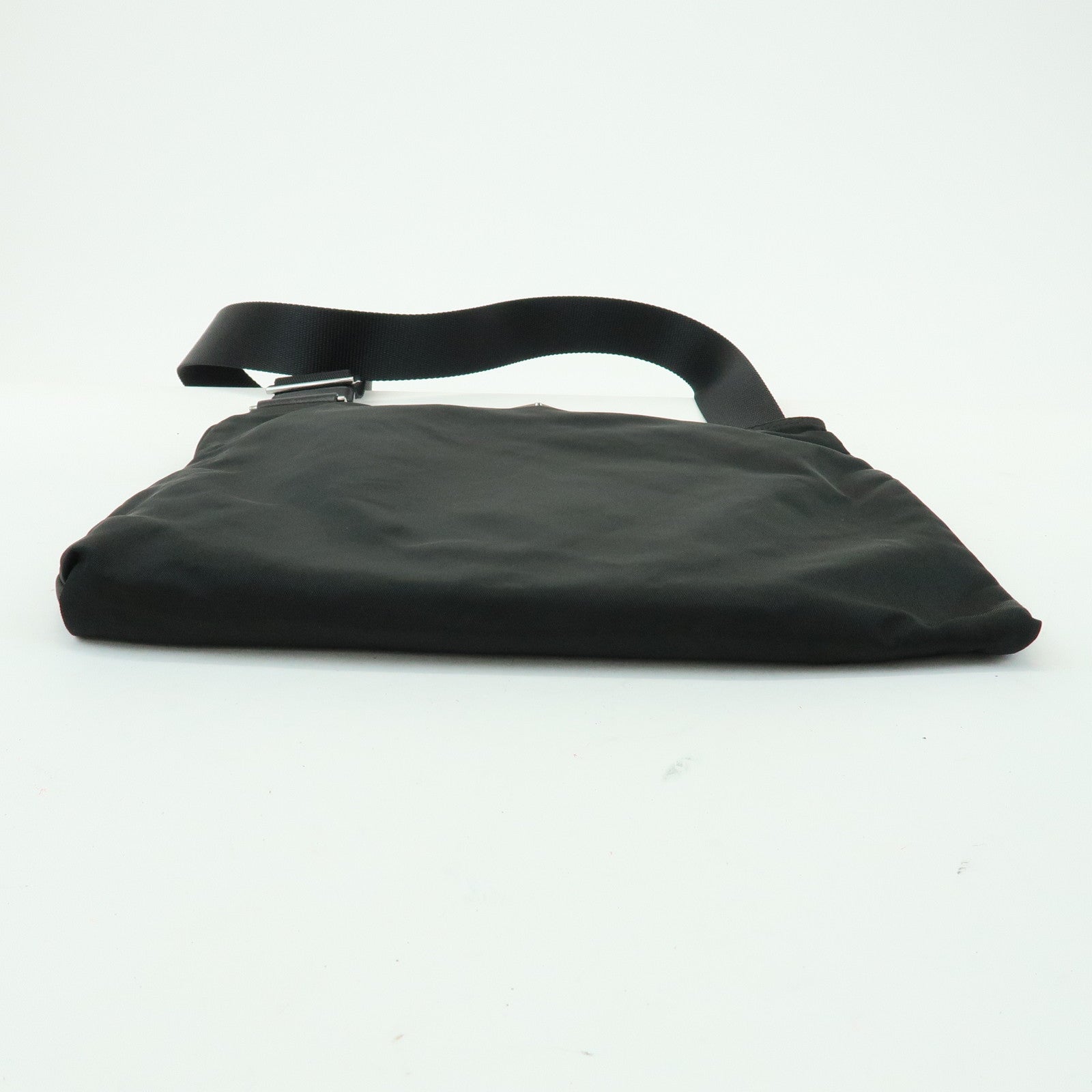 PRADA Triangle Logo Nylon Leather Shoulder Bag Crossbody Bag Black