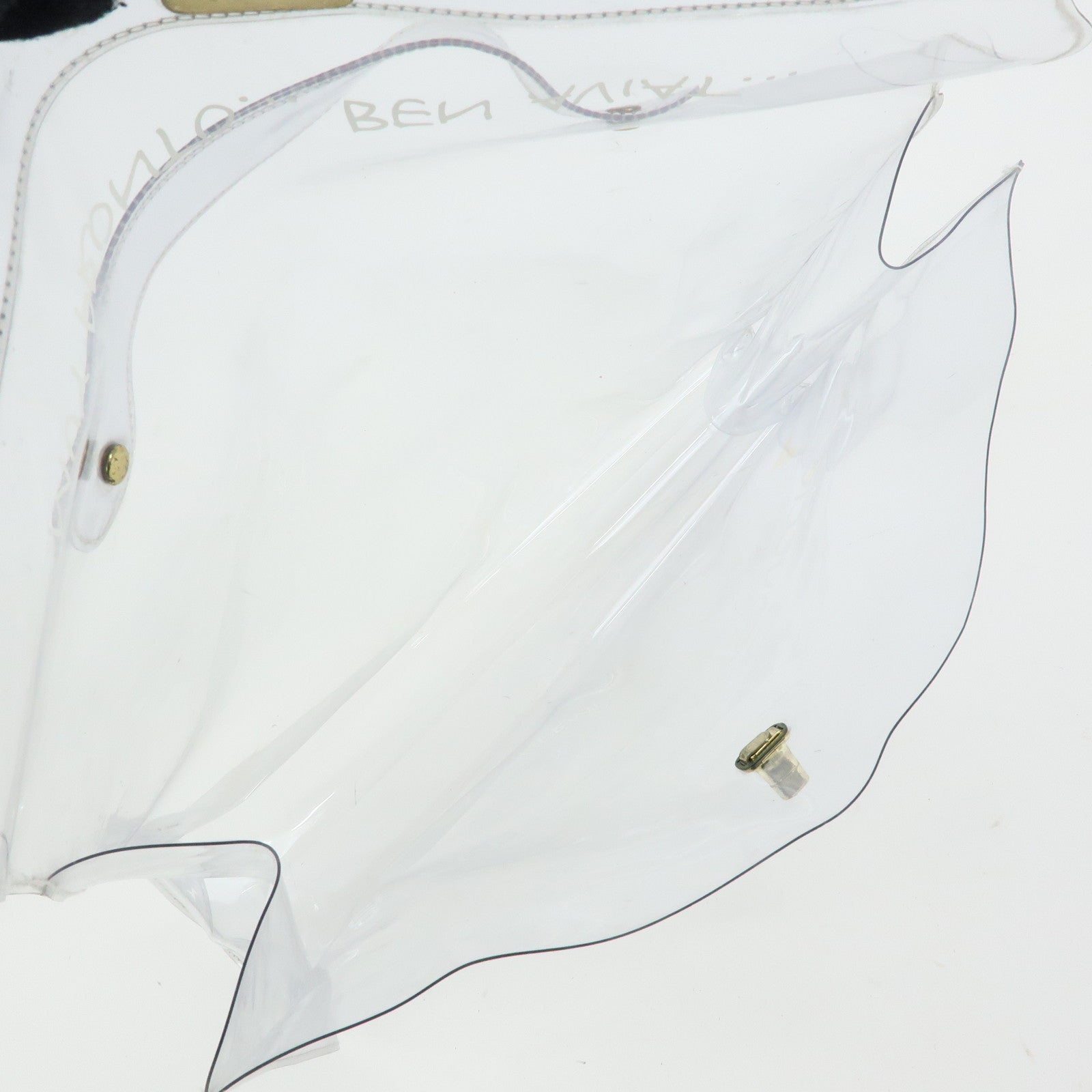 HERMES Kelly Vinyl Hand Bag Clear Transparent Gold