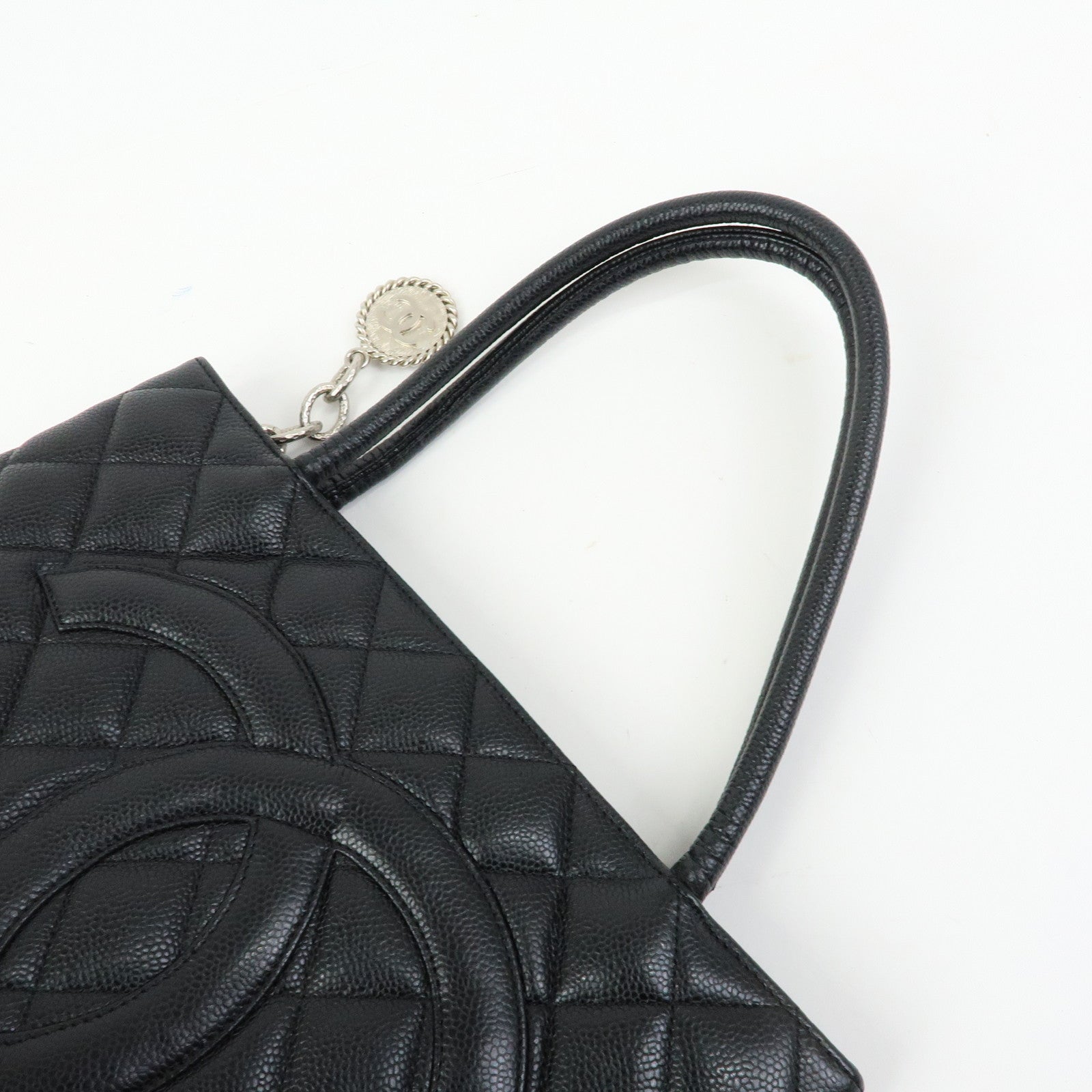 CHANEL Matelasse COCO Mark Medallion Tote Bag Hand Bag Black A01804