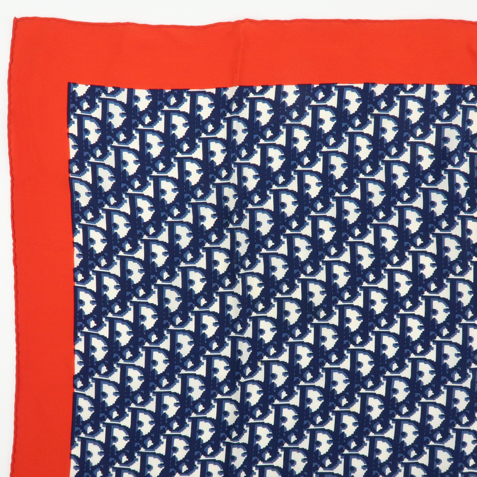 Christian Dior Trotter Silk100% Scarf Shawl Navy Red
