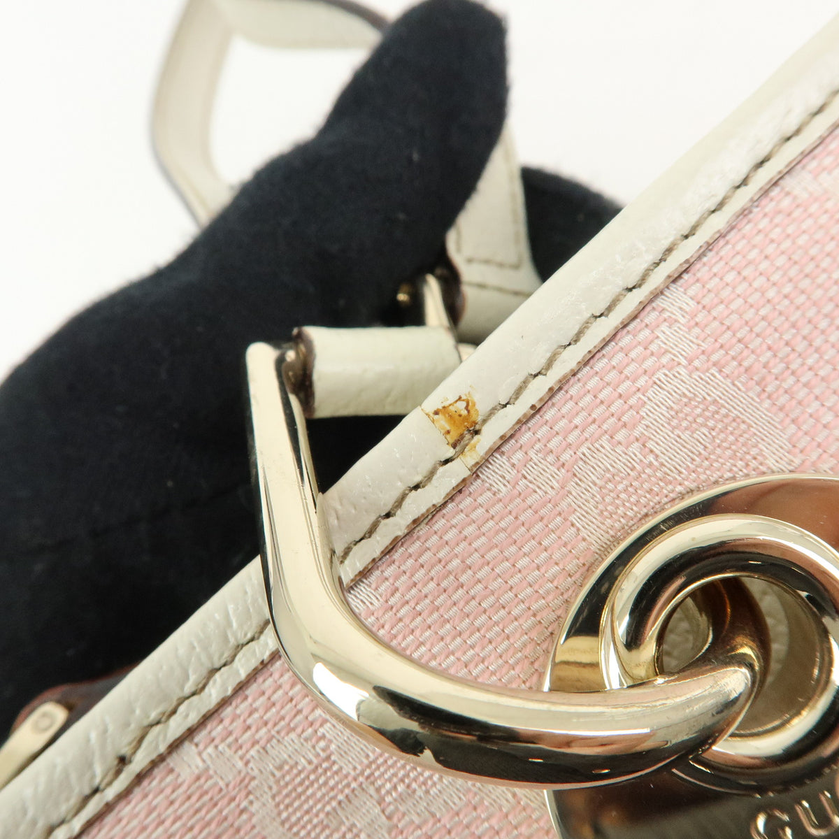 GUCCI GG Canvas Leather Tote Bag Shoulder Bag Pink White 139552