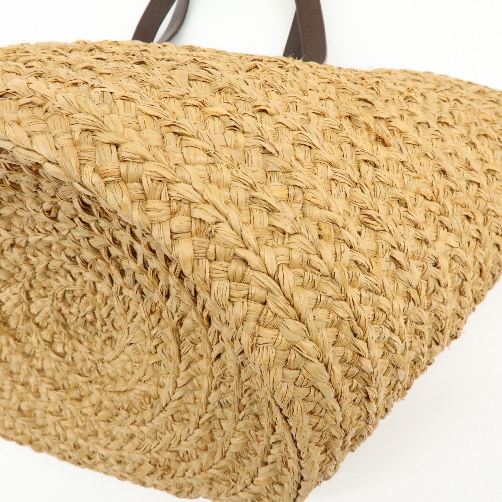 SAINT LAURENT PARIS Raffia Leather Panier Tote Bag Natural 579521