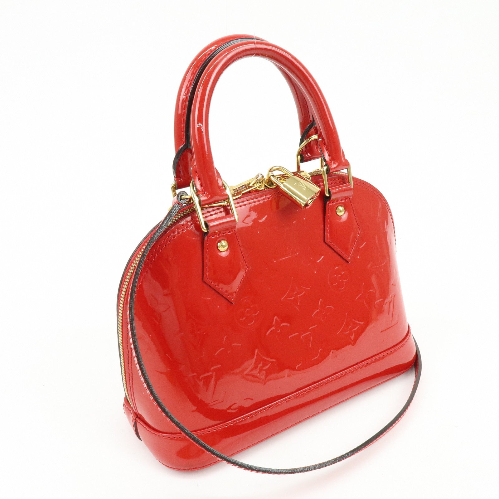 Louis Vuitton Monogram Vernis Alma BB 2Way Hand Bag Cerise M90174