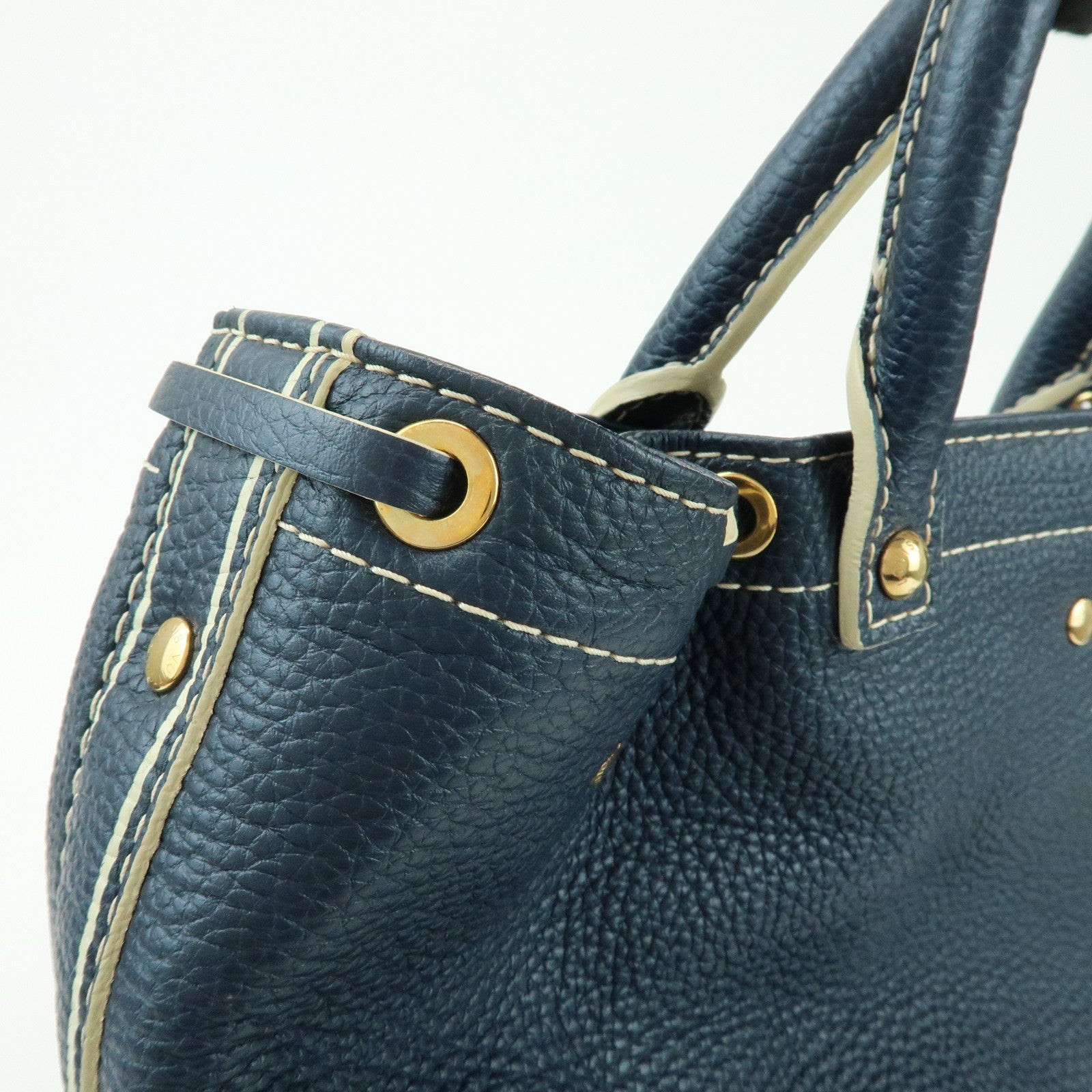 Louis Vuitton T&B Tobago Leather Shoe Bag Hand Bag Blue M95149