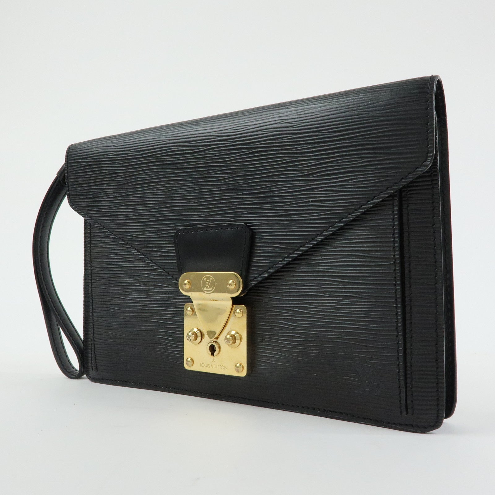 Louis Vuitton Epi Sellier Dragonne Leather Clutch Bag Noir Black M52612