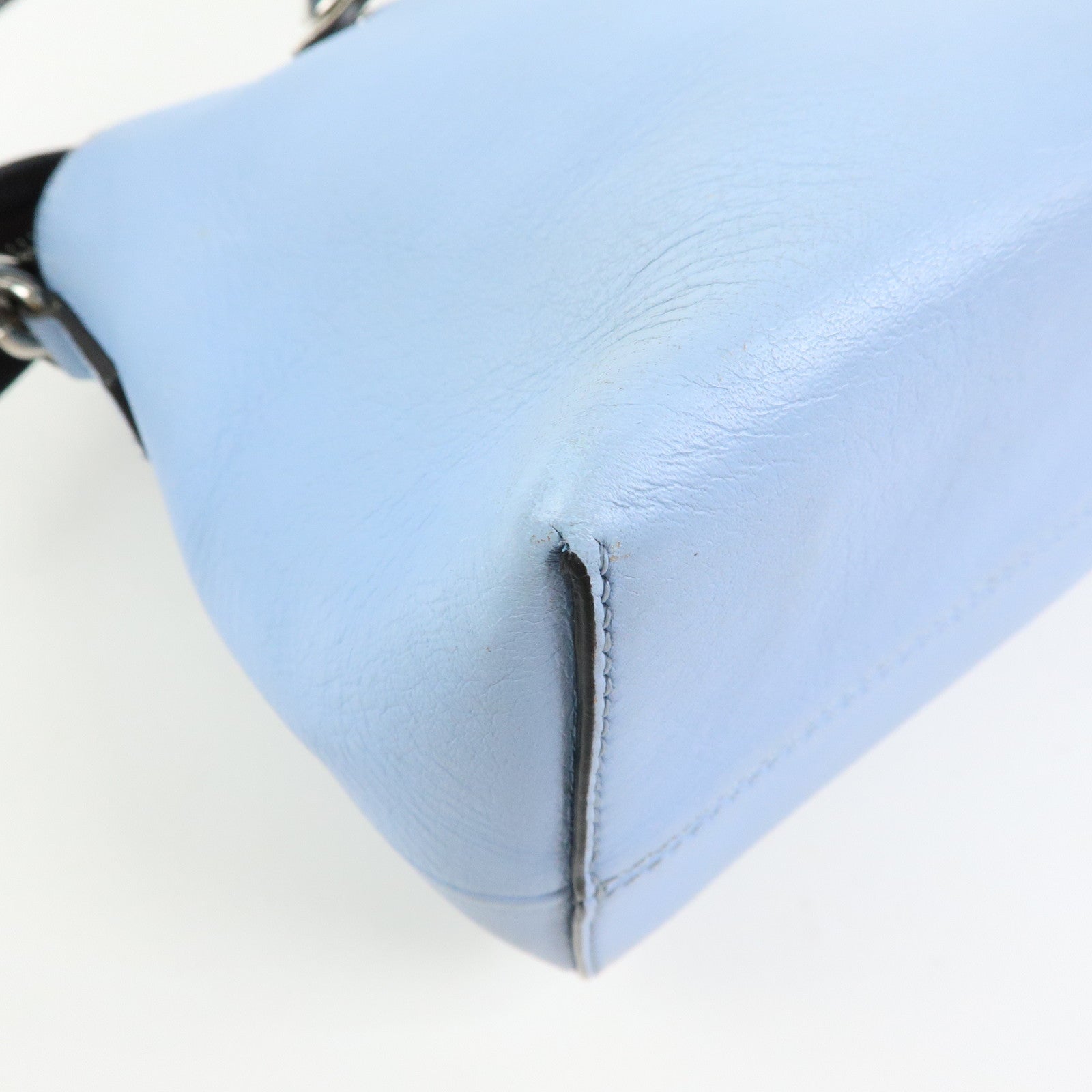 FENDI By The Way Medium Leather 2Way Bag Hand Light Blue 8BL146