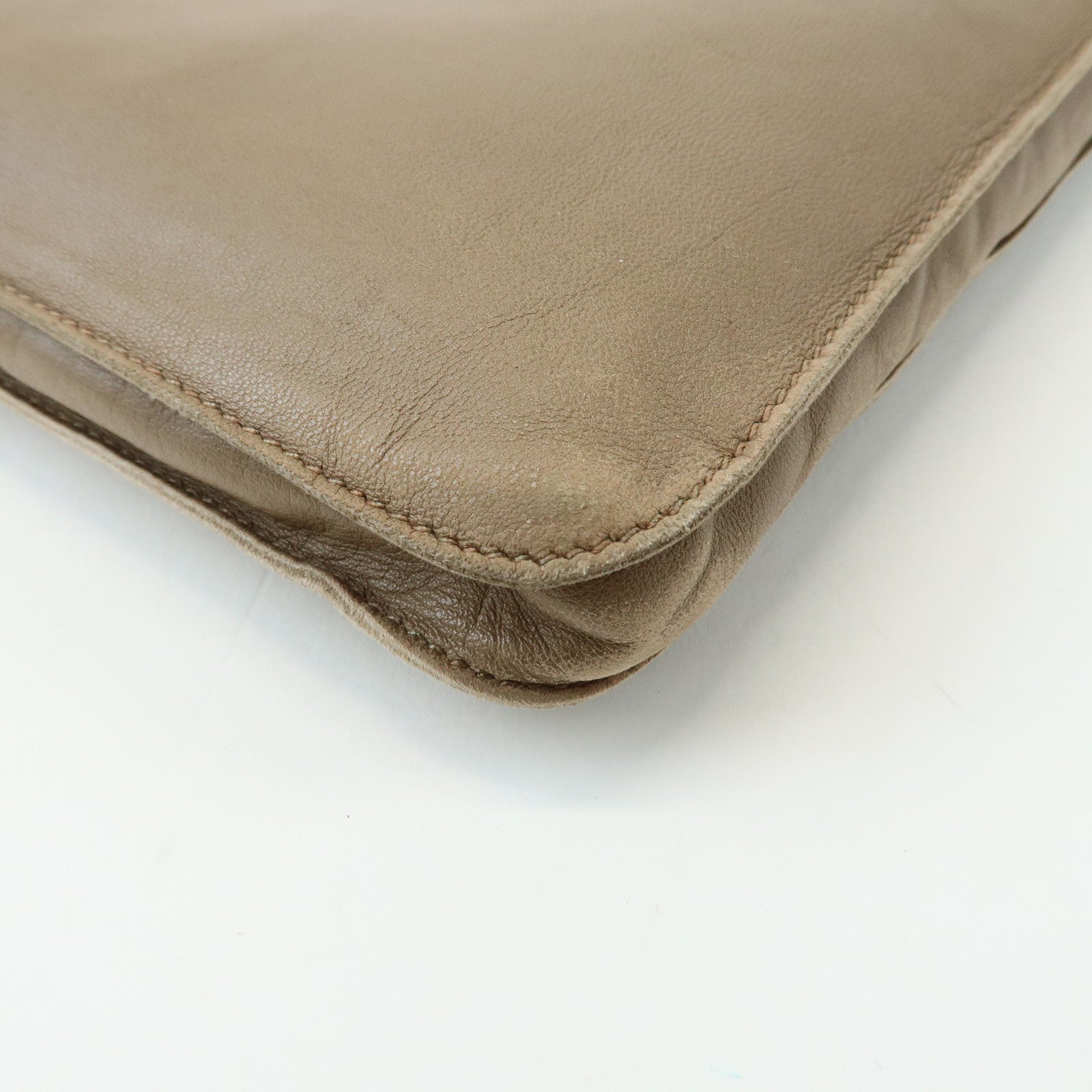 HERMES Leather Clou de Selle Shoulder Bag □M Stamped Beige