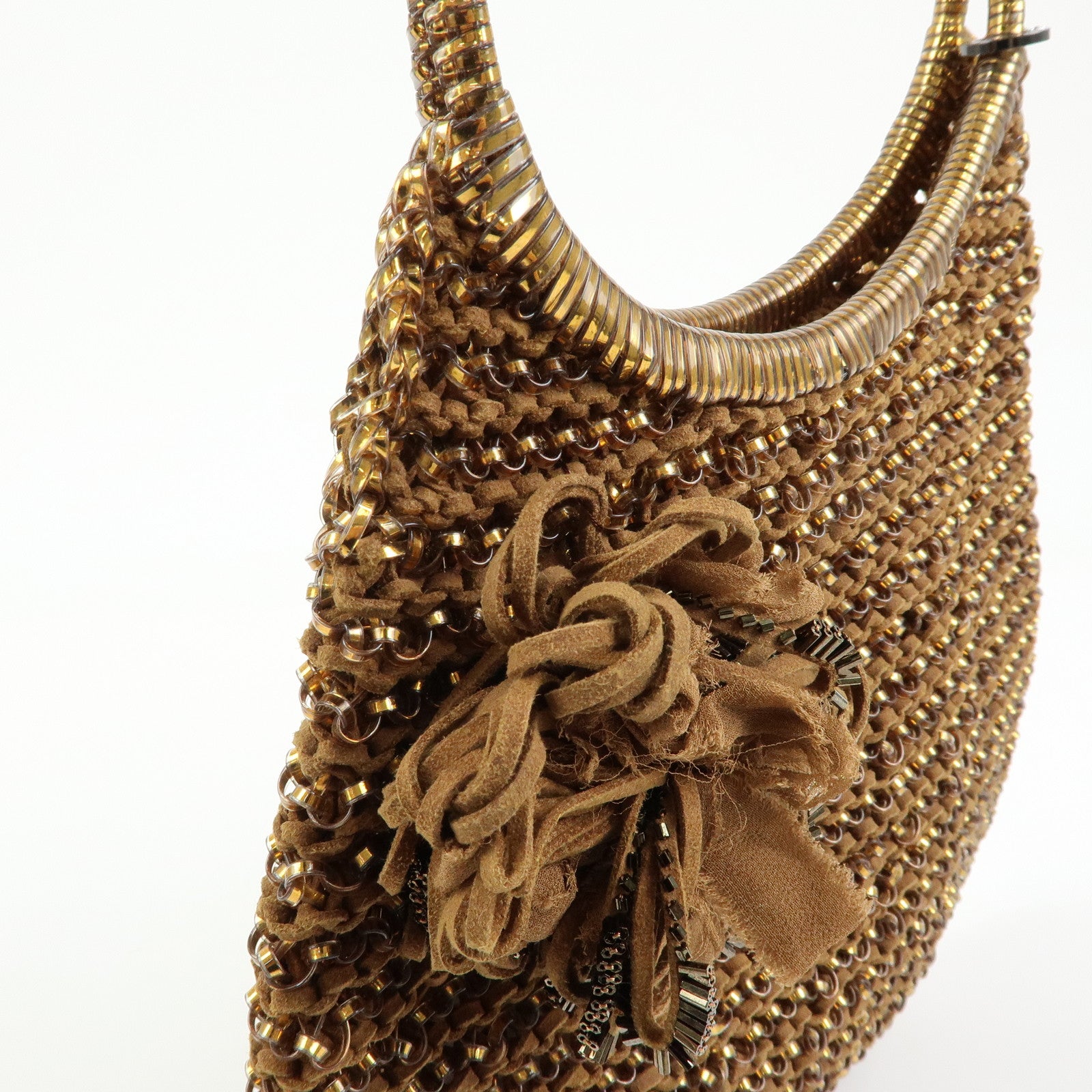 ANTEPRIMA Set of 2 PVC Wire Bag Hand Bag Tote Bag Brown Gold