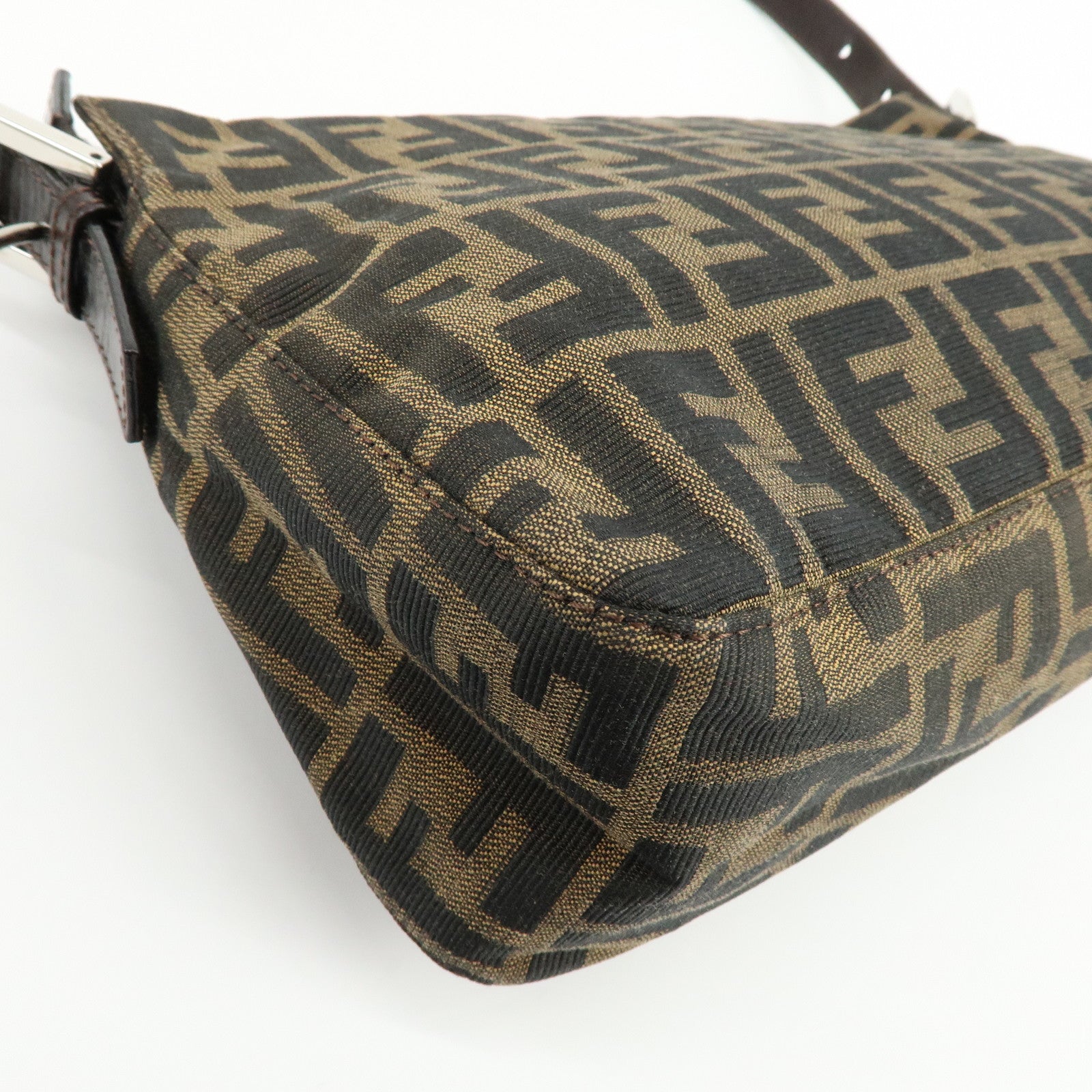 FENDI Zucca Canvas Leather Shoulder Bag Hand Bag Brown Black 26566
