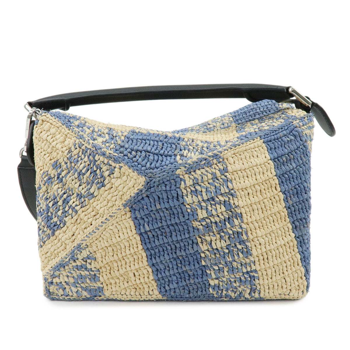 LOEWE Puzzle Bag Small Paulas Ibiza Raffia Leather 2Way Hand Bag Blue