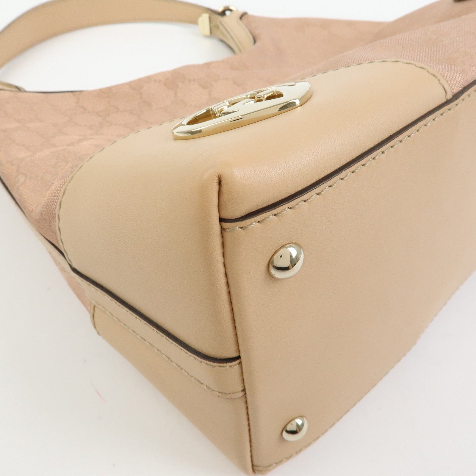 GUCCI Lovely Heart GG Canvas Leather Shoulder Hand Bag Pink 257070