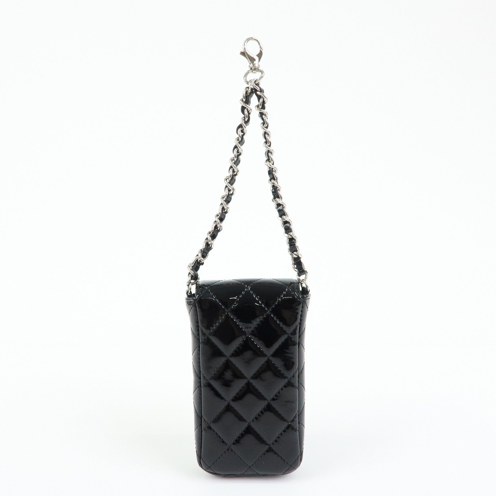 CHANEL Matelasse COCO Mark Patent Leather Phone Case Pouch Black