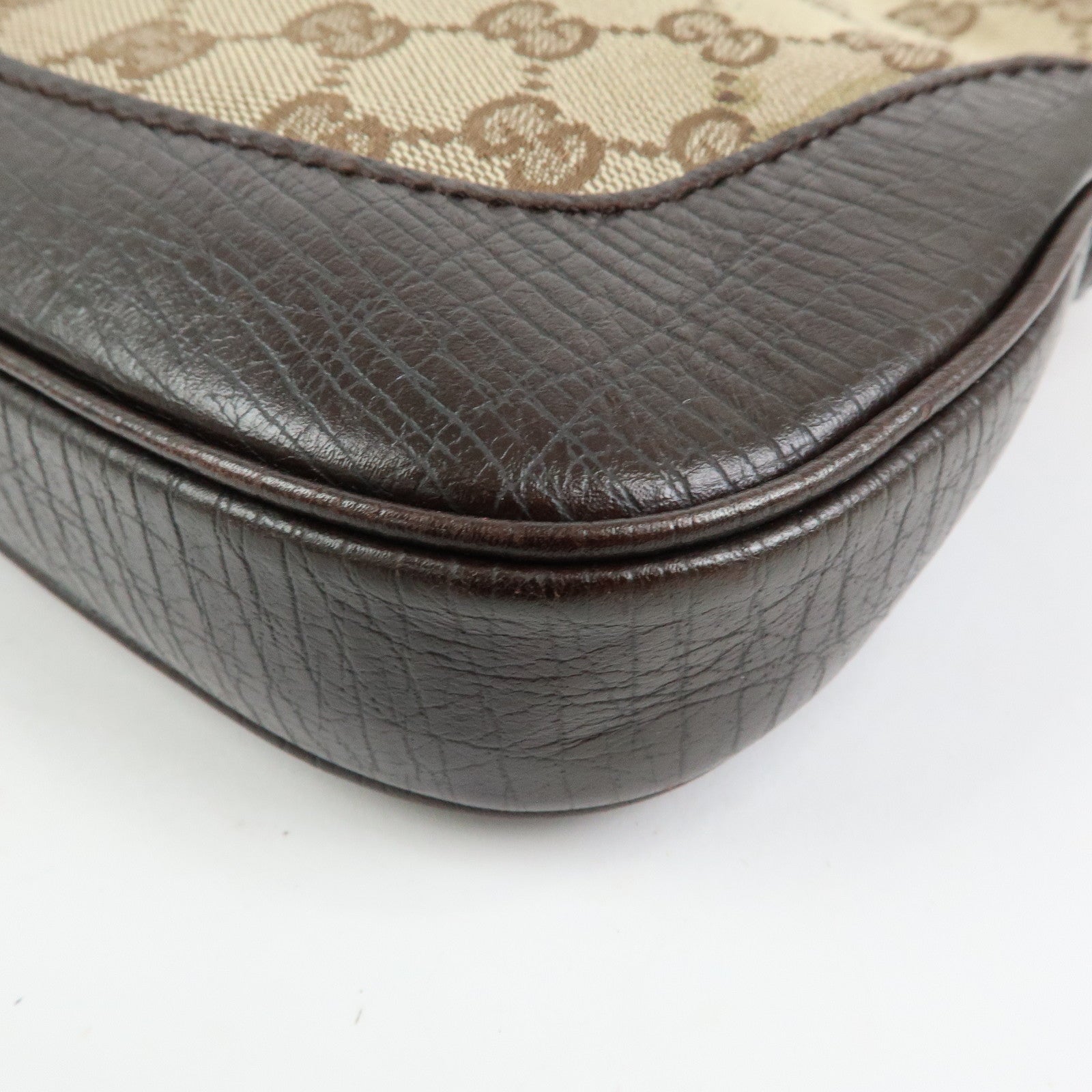 GUCCI Sherry Jackie GG Canvas Leather Shoulder Bag Hand Bag Bown 00963