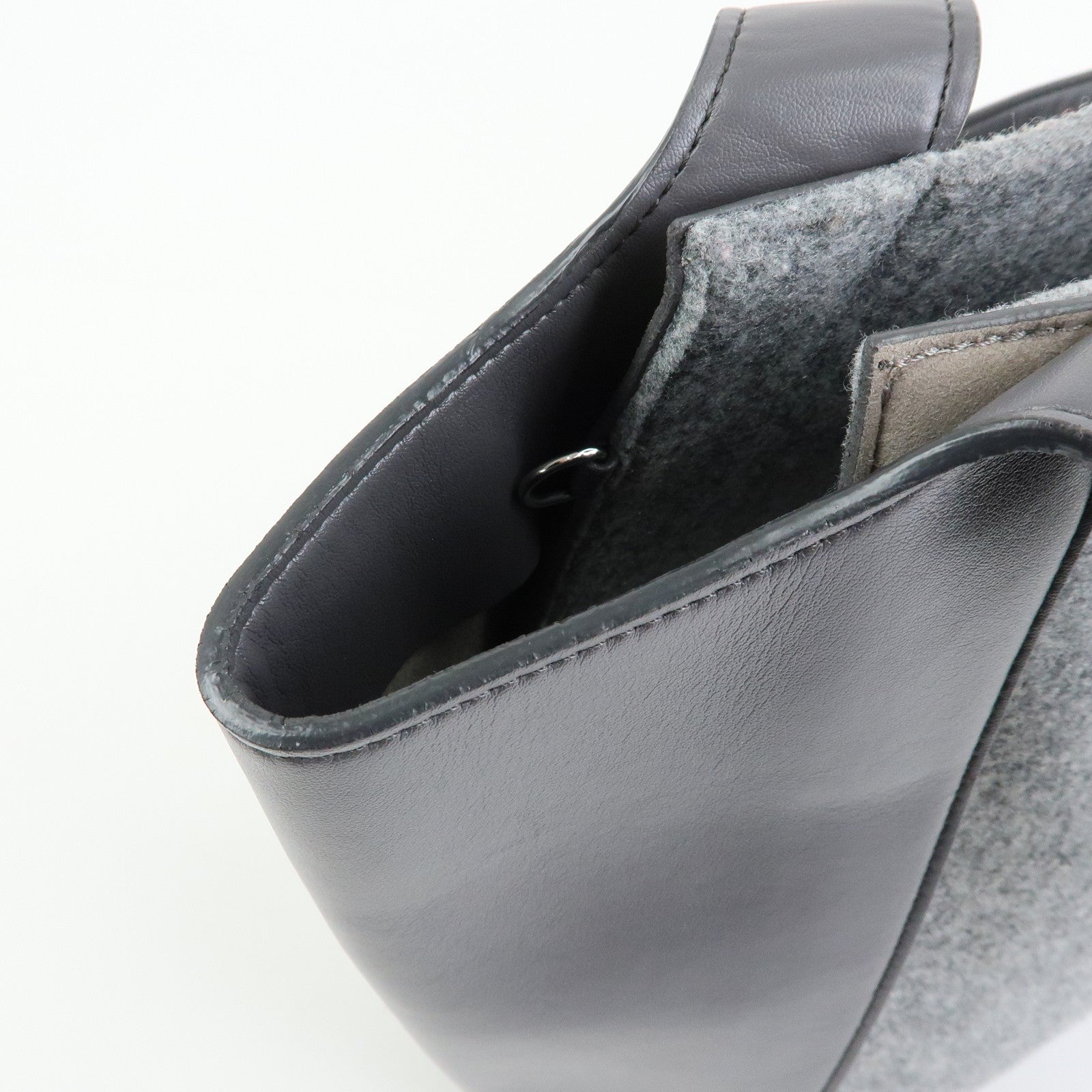 STELLA MCCARTNEY Felt Faux Leather Tote Bag Shoulder Bag  Gray