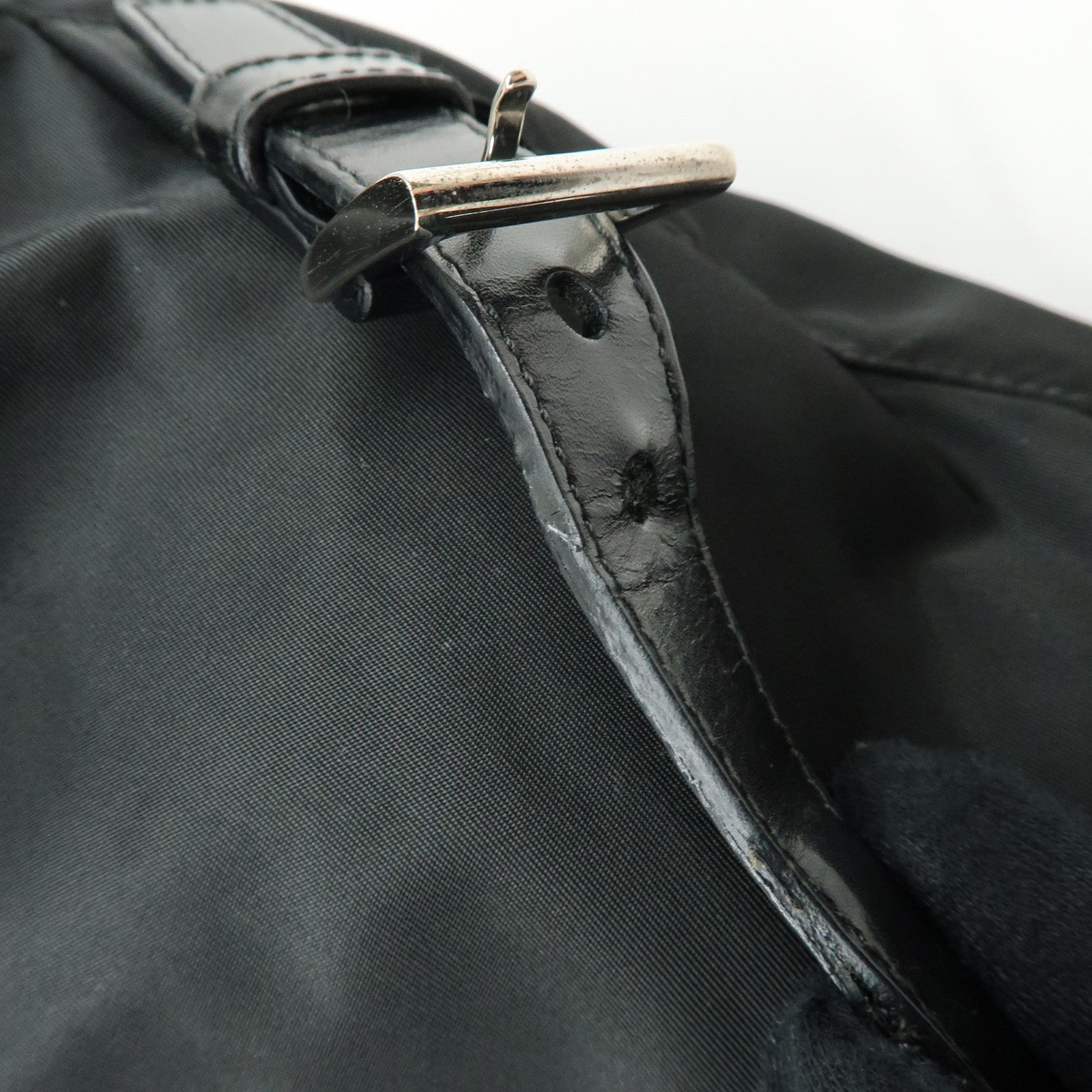 PRADA Triangle Logo Nylon Leather Backpack Rucksack Black BZ2811