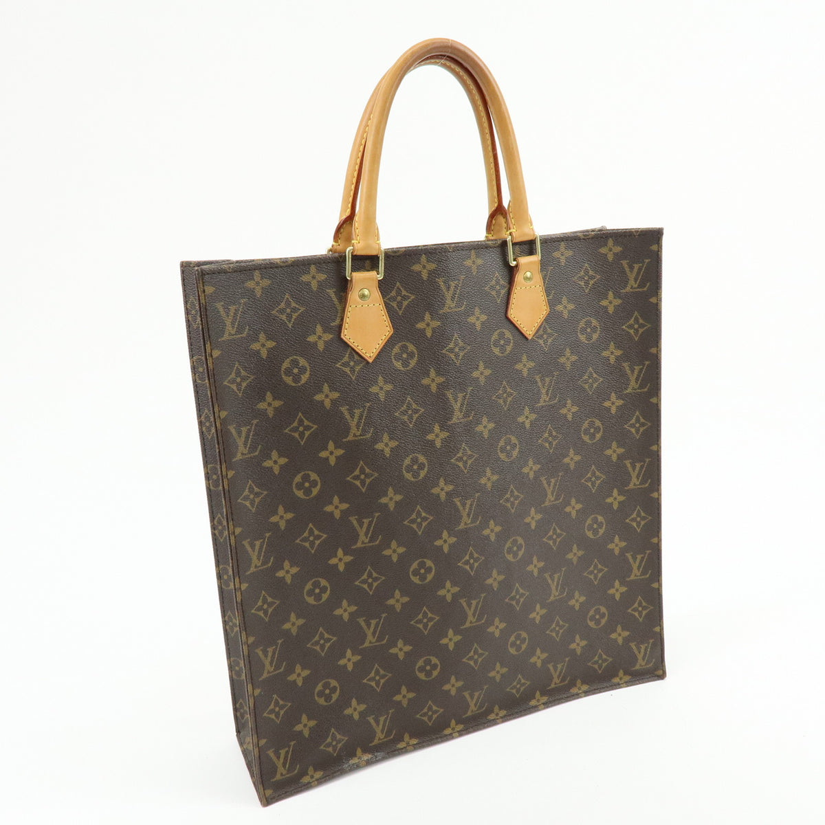 Louis Vuitton Monogram Sac Plat Tote Bag Hand Bag Brown M51140