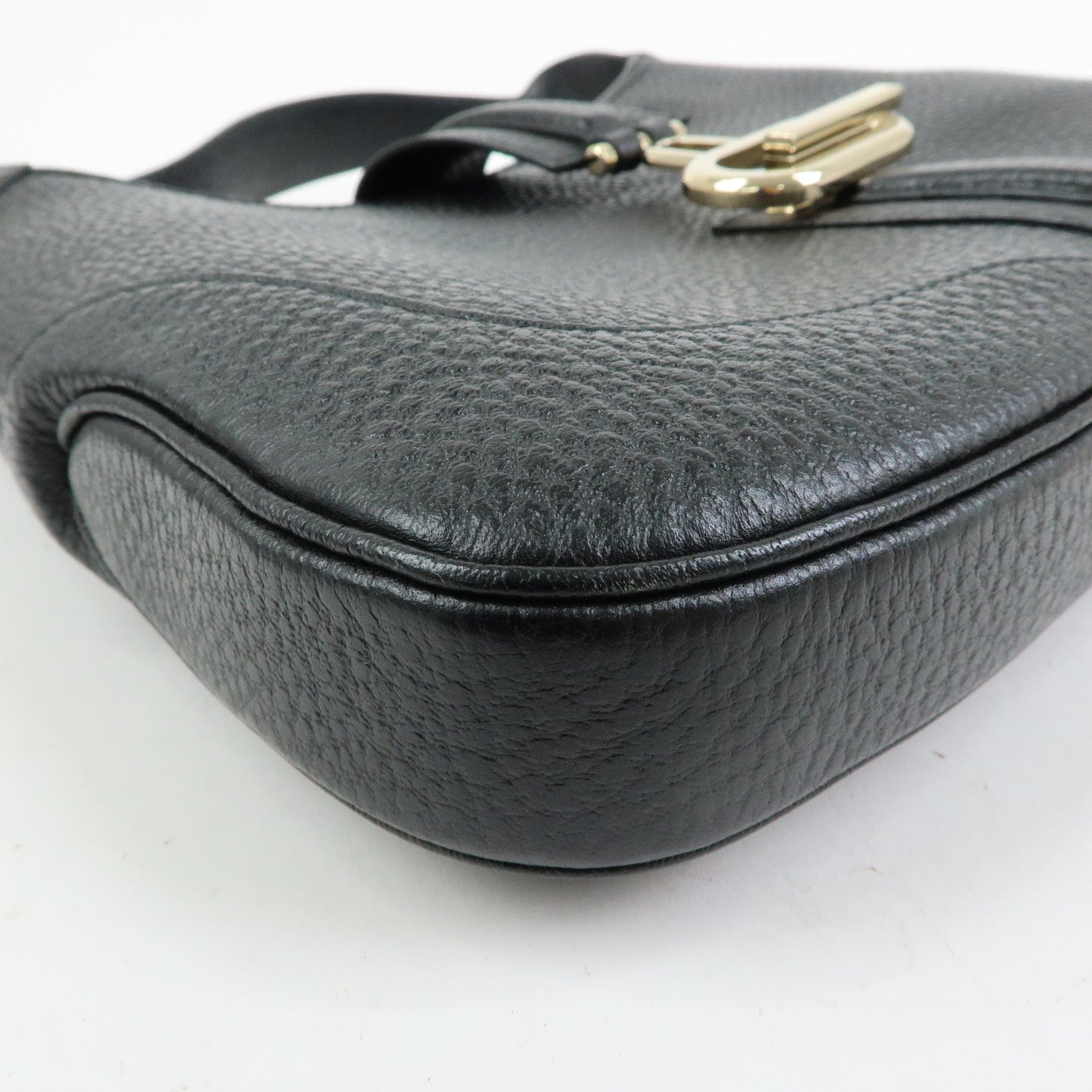 GUCCI Logo Leather Shoulder Bag Hand Bag Black 130779