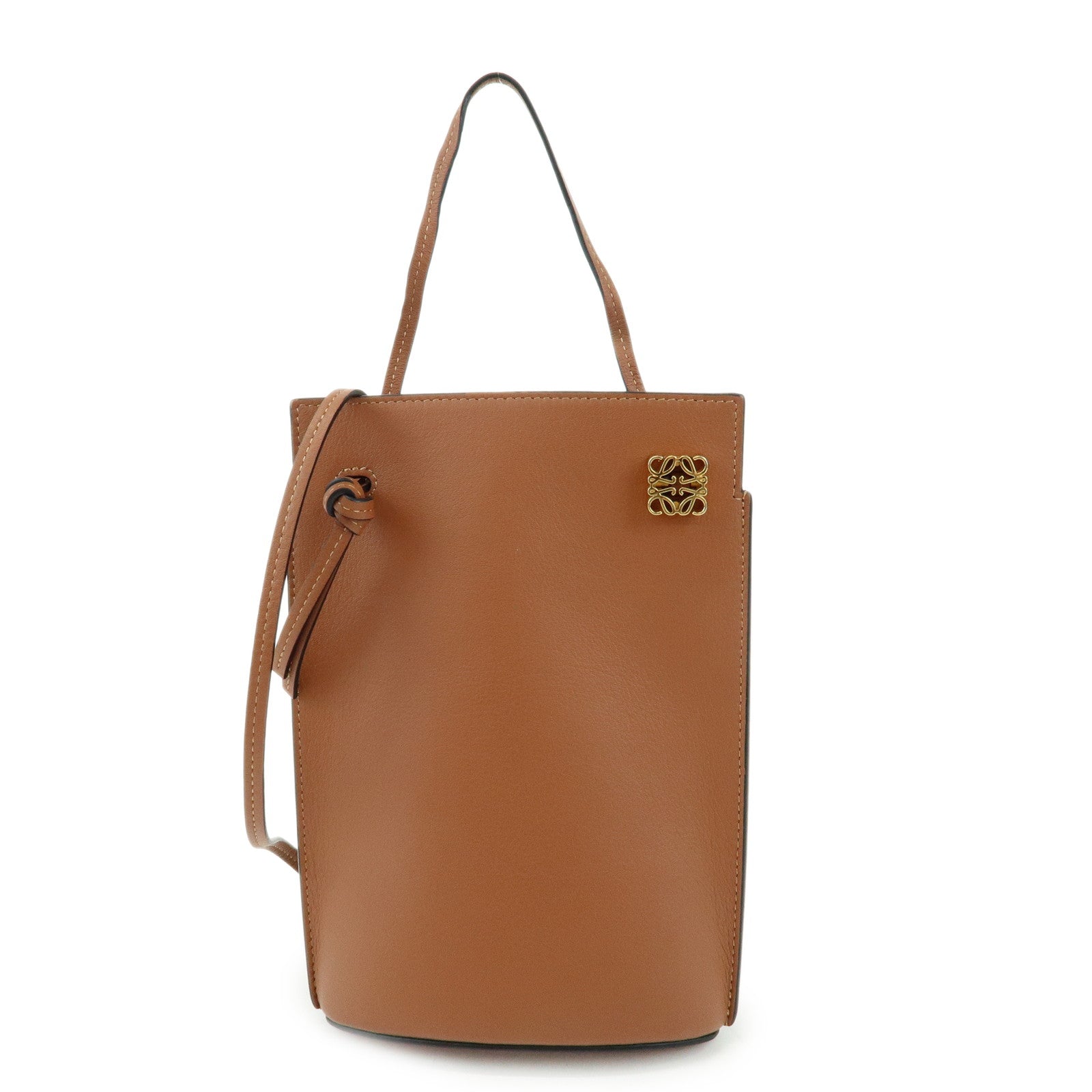 LOEWE Anagram Leather Dice Pocket Shoulder Bag Crossbody Bag Brown
