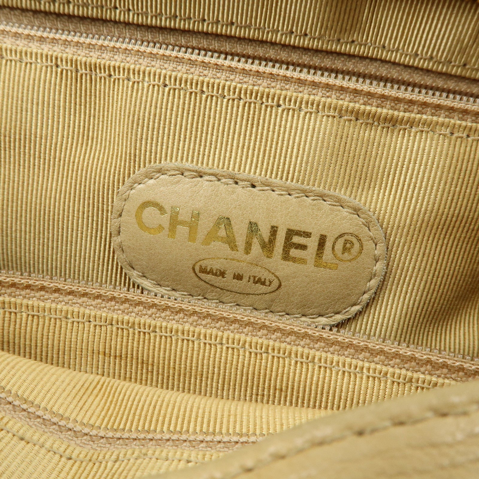 CHANEL COCO Mark Lamb Skin Chain Shoulder Bag Tote Bag Beige Gold
