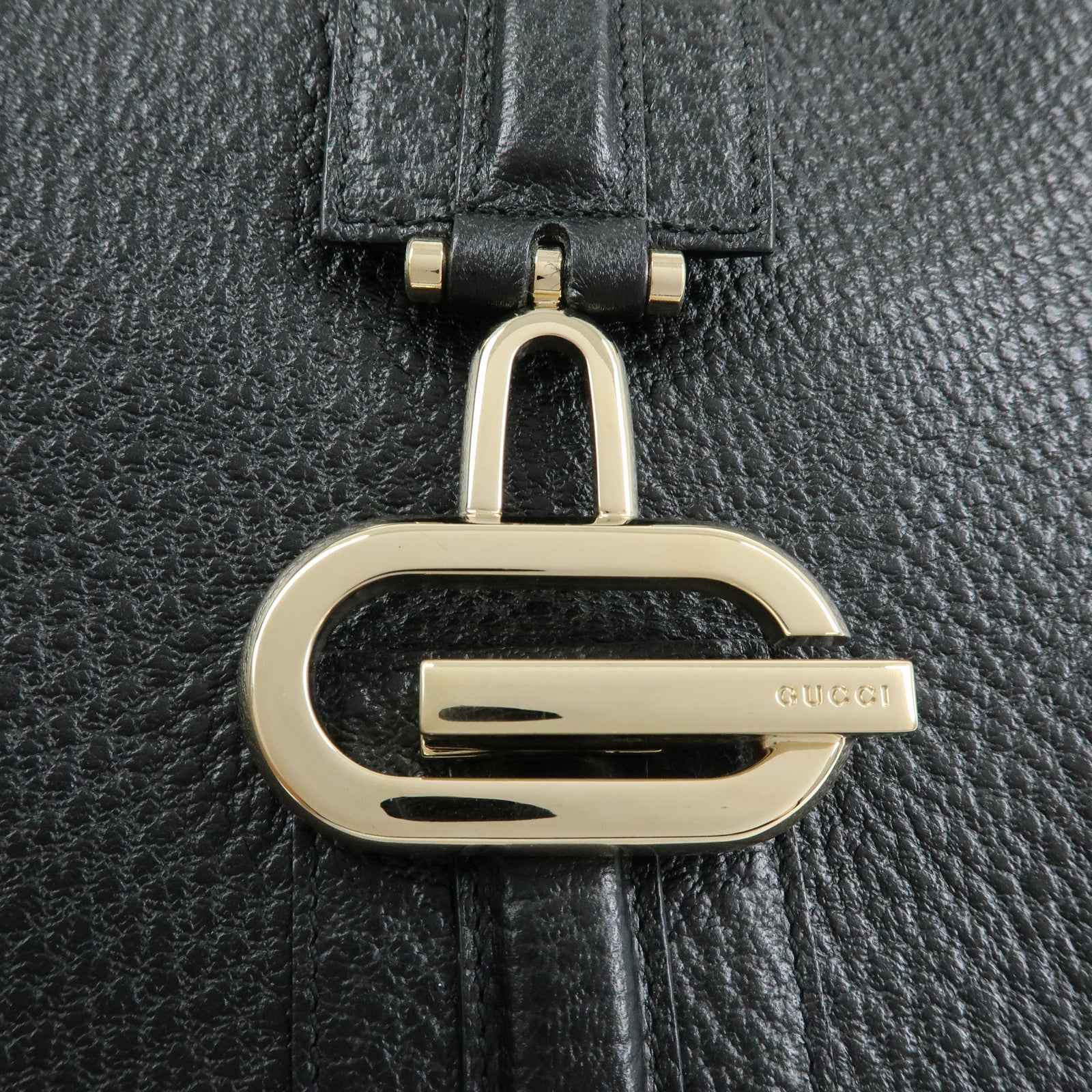 GUCCI Logo Leather Shoulder Bag Hand Bag Black 130779