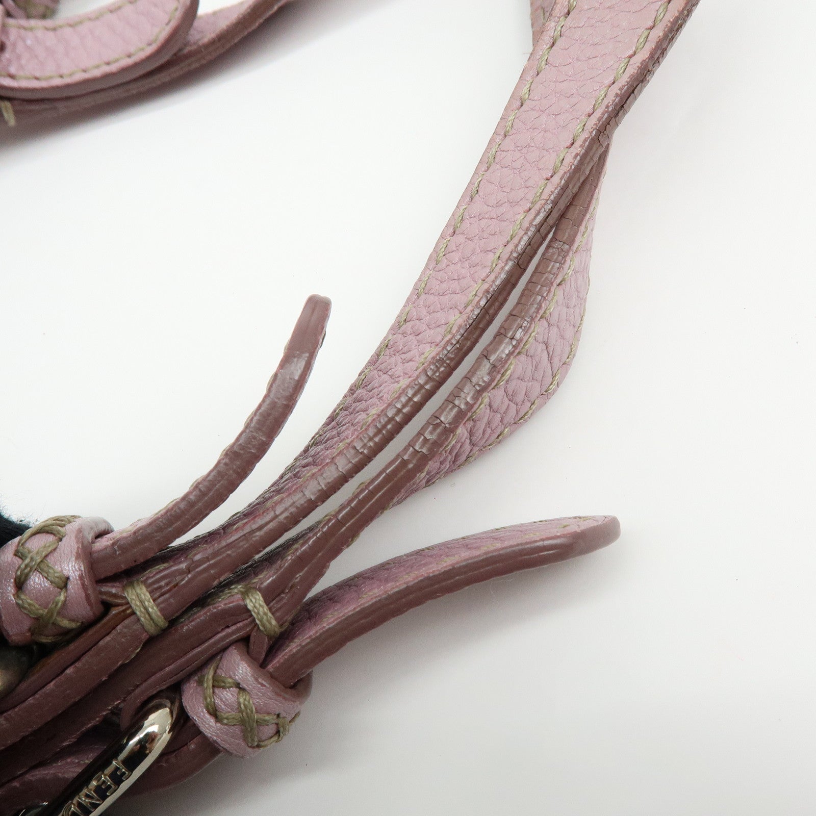 FENDI Selleria Leather Shoulder Bag Hand Bag Purple 8BR595