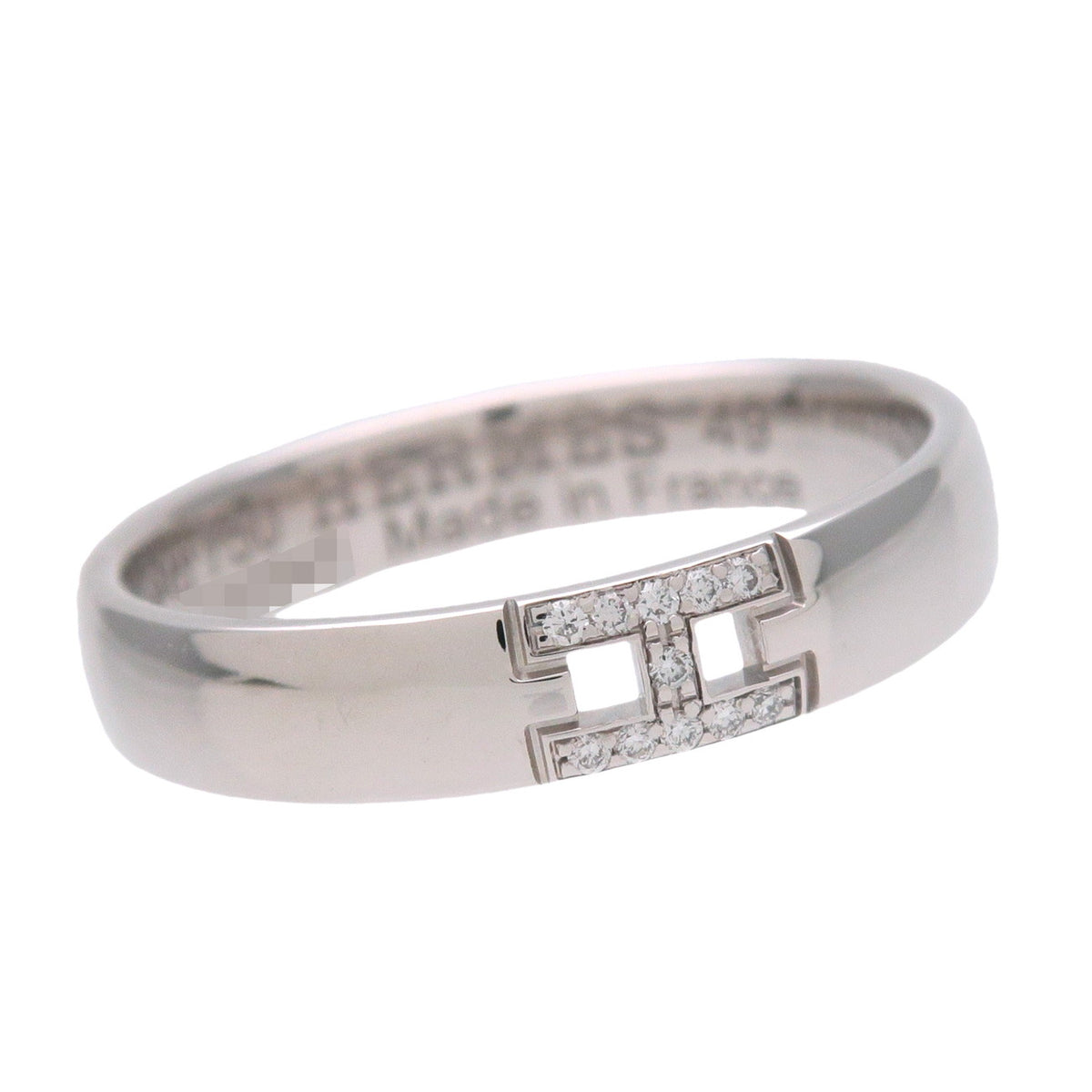 HERMES Ever Hercules 11P Diamond Ring K18 750WG White Gold #49 US5.75