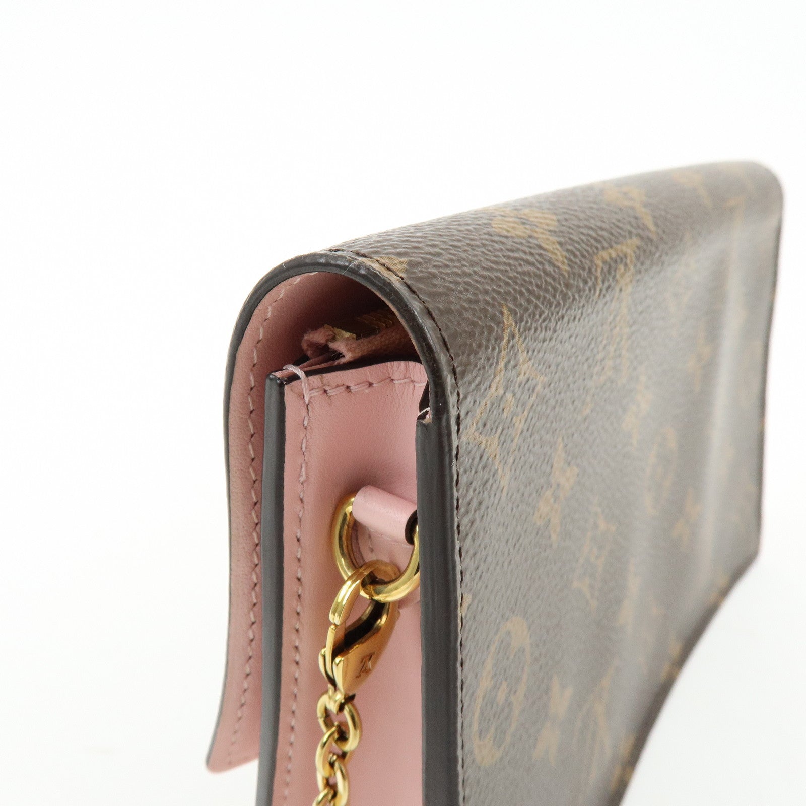 Louis Vuitton Monogram Portefeuille Flore Chain Wallet Pink M67405