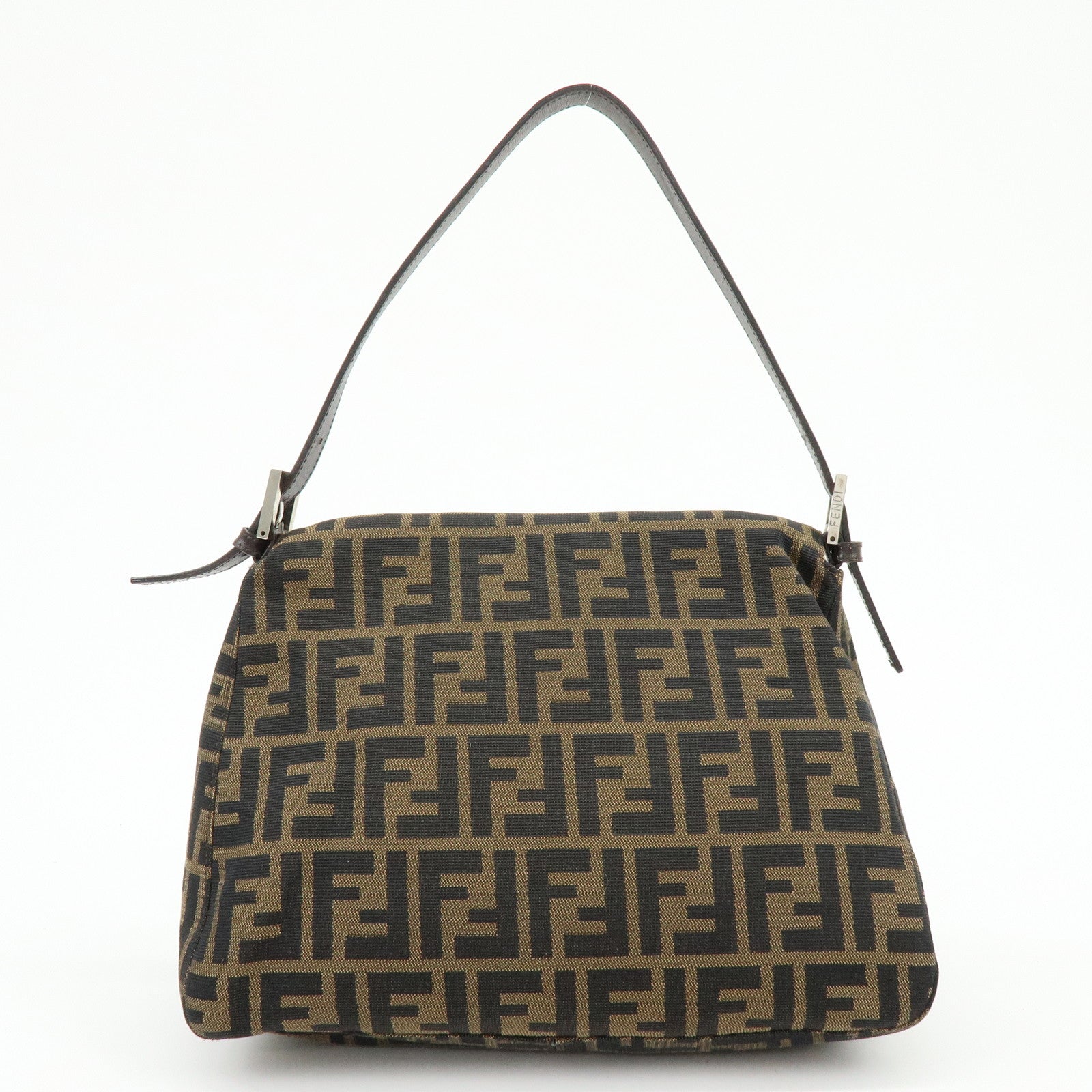 FENDI Mamma Baguette Canvas Leather Shoulder Hand Bag Brown 17132642