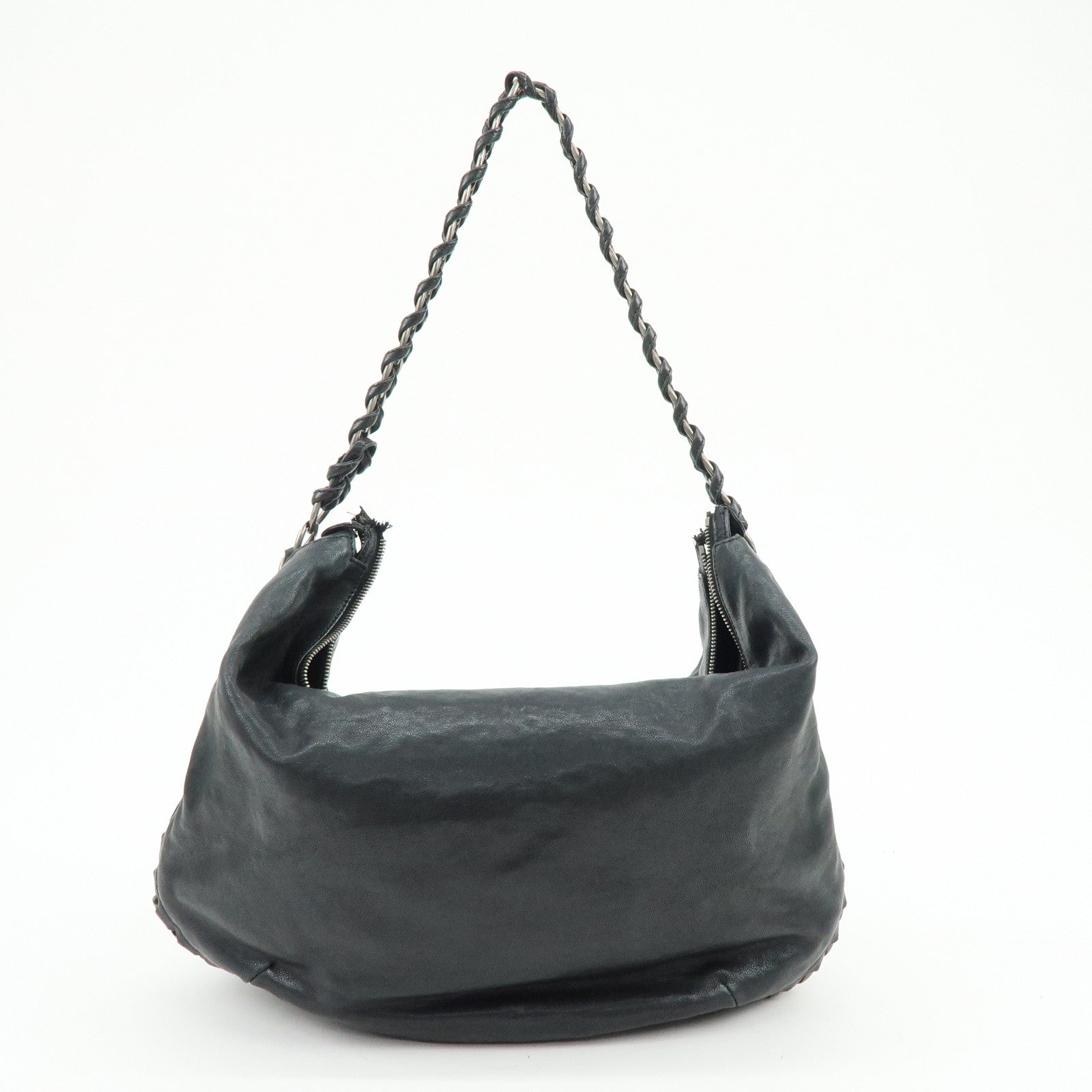 CHANEL Luxury Line COCO Mark Calf Leather Shoulder Bag Hand Bag Black