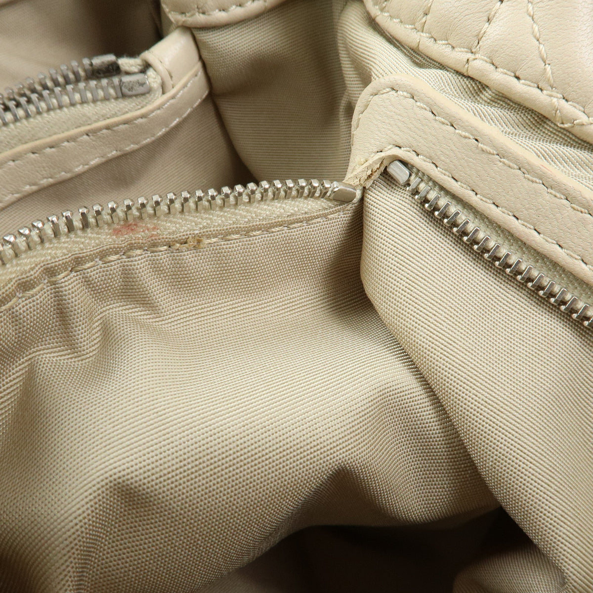 Christian Dior Lady Dior Cannage Lamb Skin Hand Bag Ivory