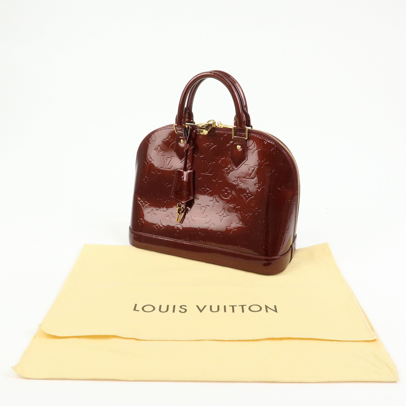 Louis Vuitton Monogram Vernis Alma PM Hand Bag Rouge Fauviste M91691
