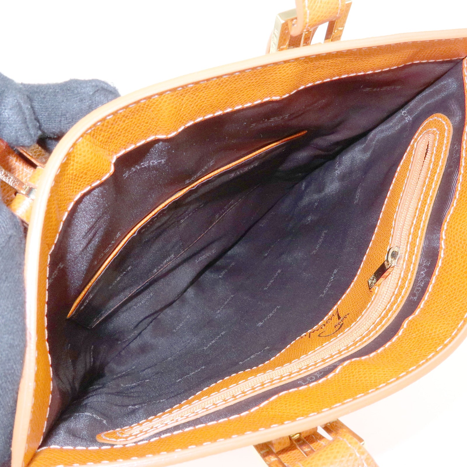 Loewe Repeat Anagram Canvas Leather Tote Bag Hand Bag Orange