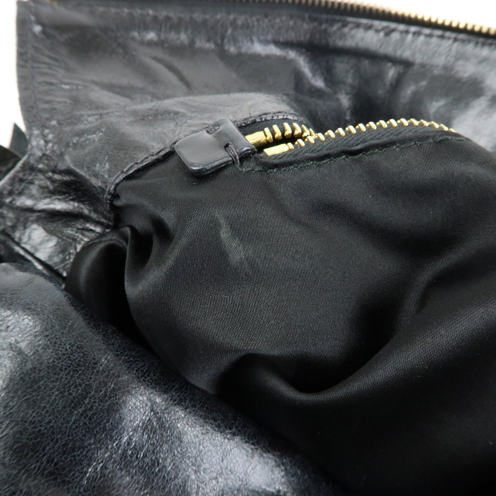 MIU MIU Leather Side Ribbon Large 2Way Hand Shoulder Bag Black  RT0365