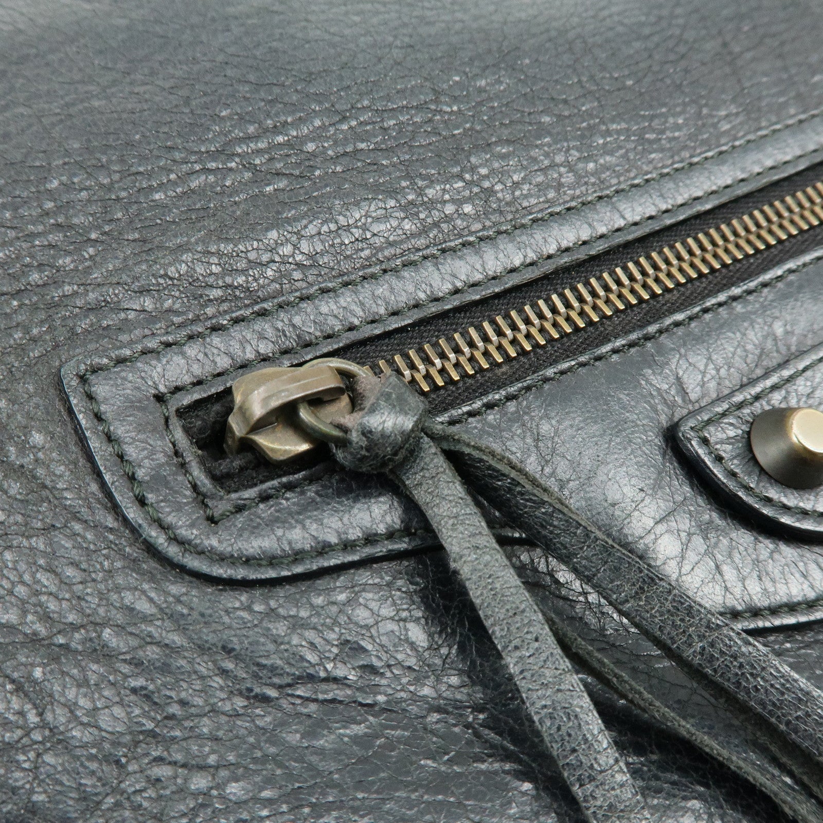 BALENCIAGA THE FOLK Leather Shoulder Bag Black 246432