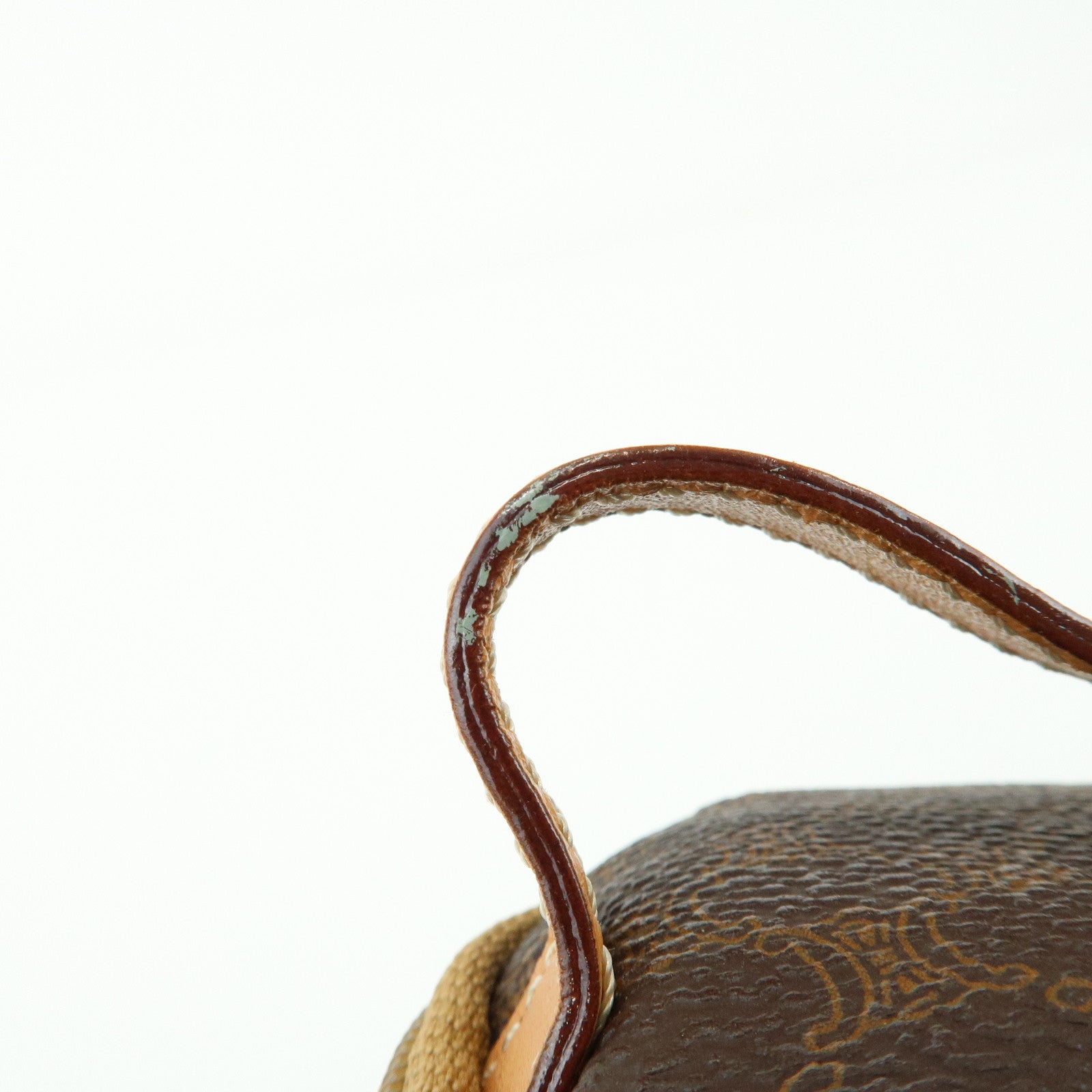 CELINE Macadam PVC Canvas Leather Mini Pouch Vanity Bag Brown