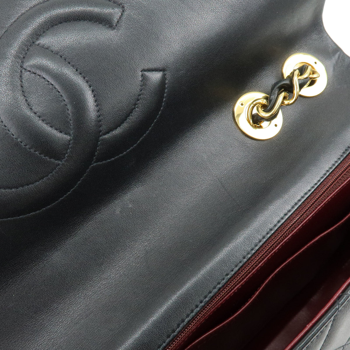 CHANEL Jumbo Matelasse 34 Lamb Skin Chain Shoulder Bag Black A01094
