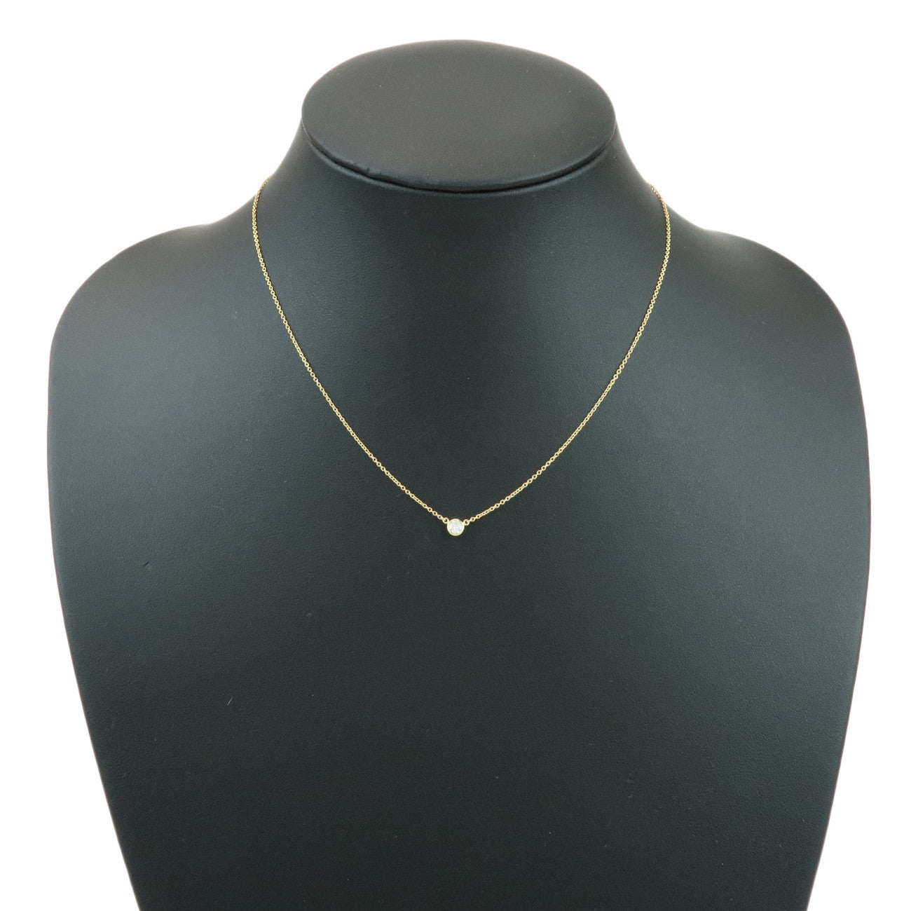 Tiffany & Co By The Yard 1P Diamond Necklace K18 750YG Yellow Gold