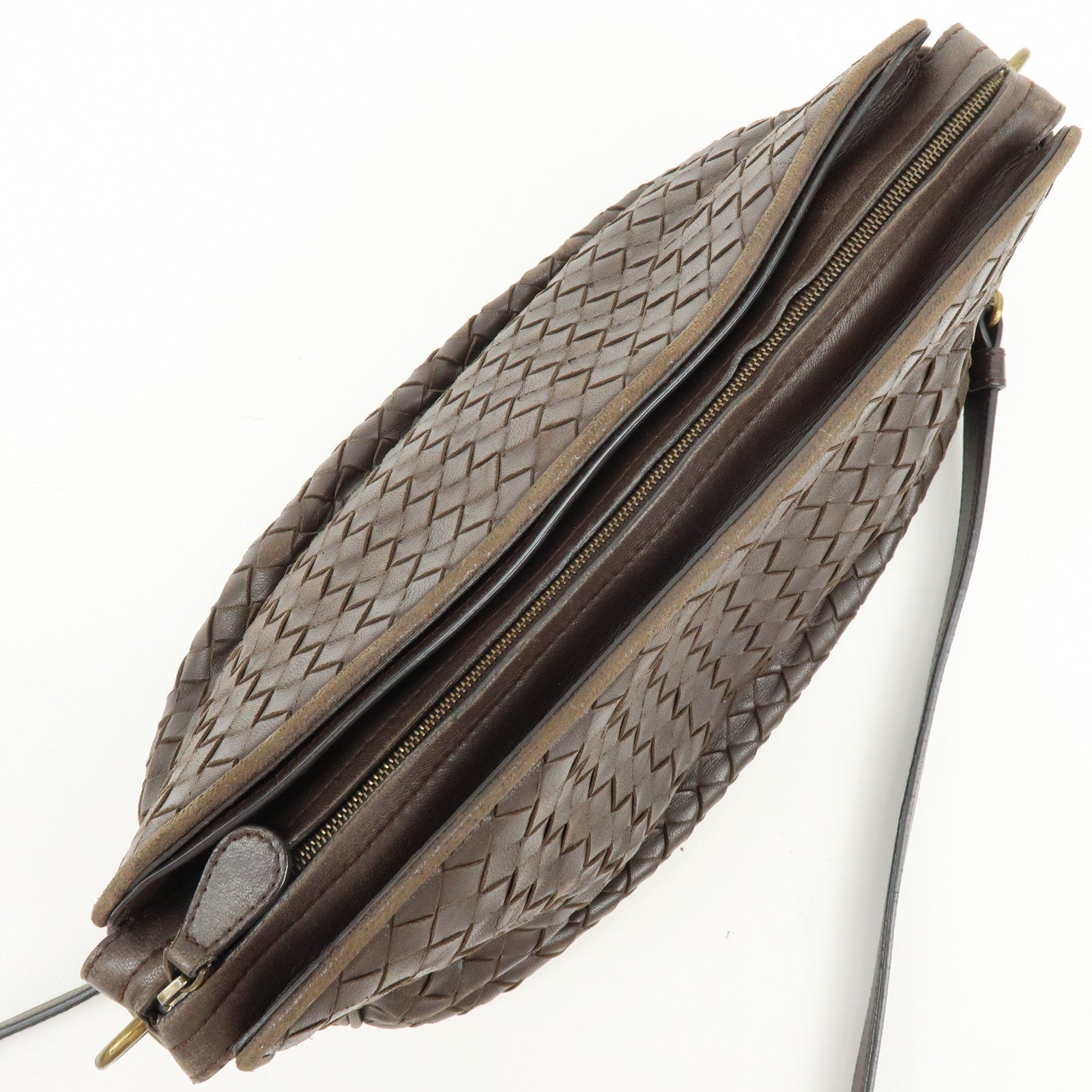 BOTTEGA VENETA Intrecciato Leather Shoulder Bag Crossbody Bag Brown