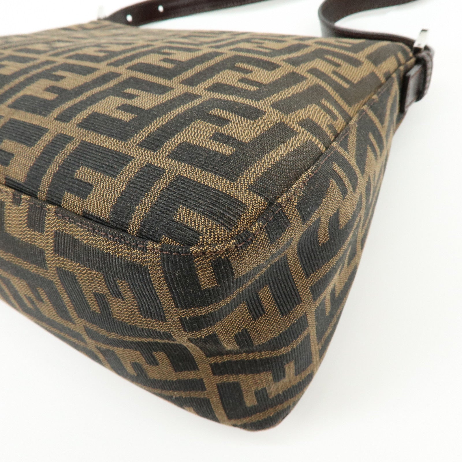 FENDI Mamma Baguette Zucca Canvas Leather Shoulder Bag Hand Bag 26325