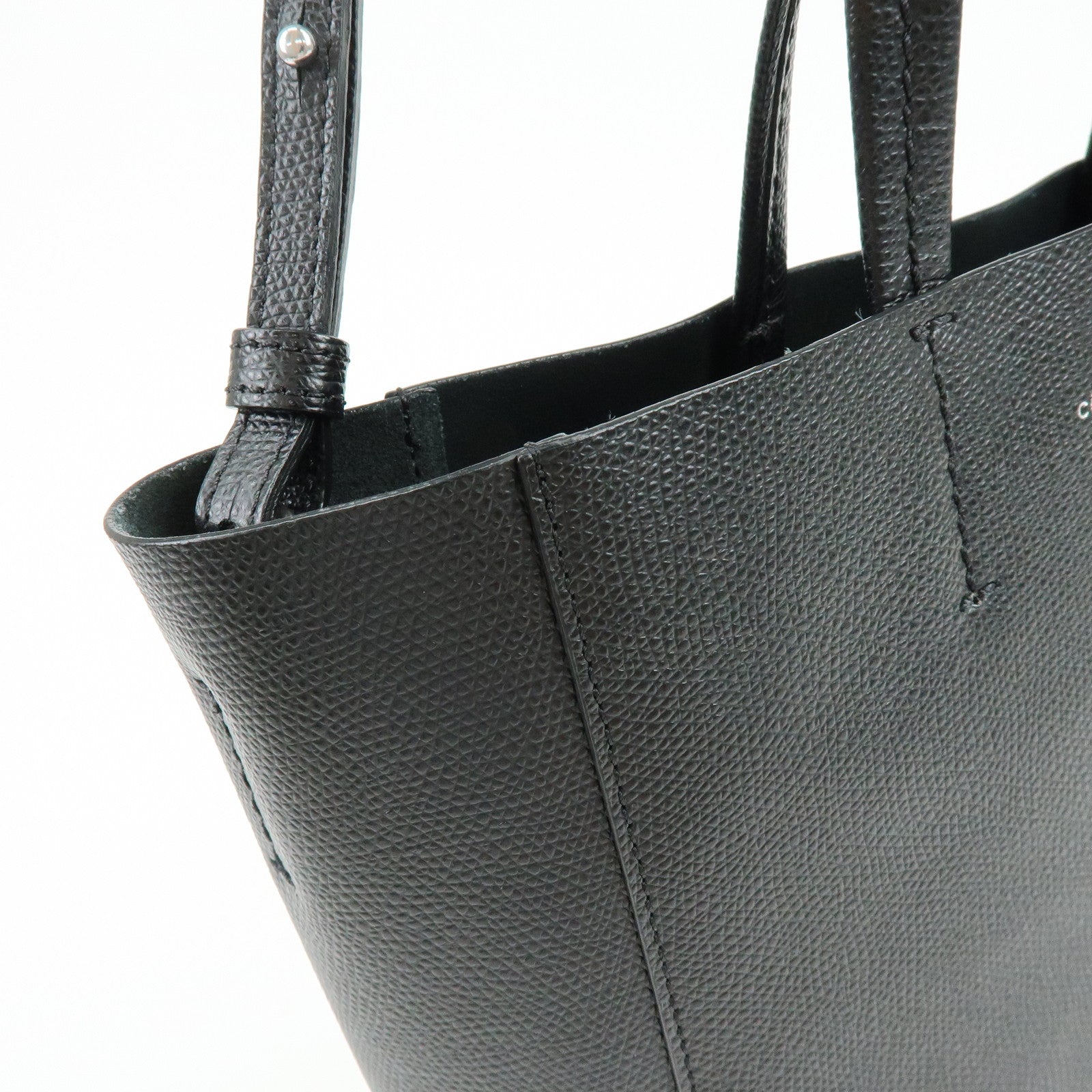 CELINE Vertical Cabas Leather 2Way Bag Hand Bag Shoulder Bag Black