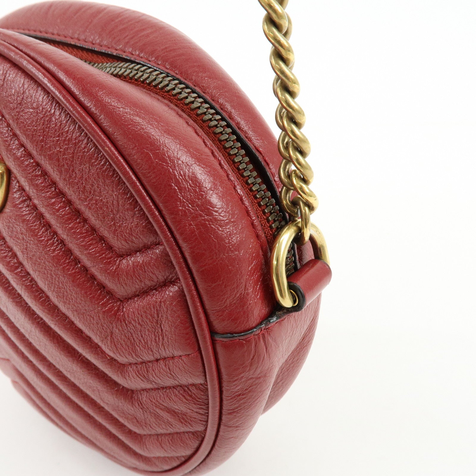 GUCCI GG Marmont Chevron Leather Chain Shoulder Bag Heart 550154