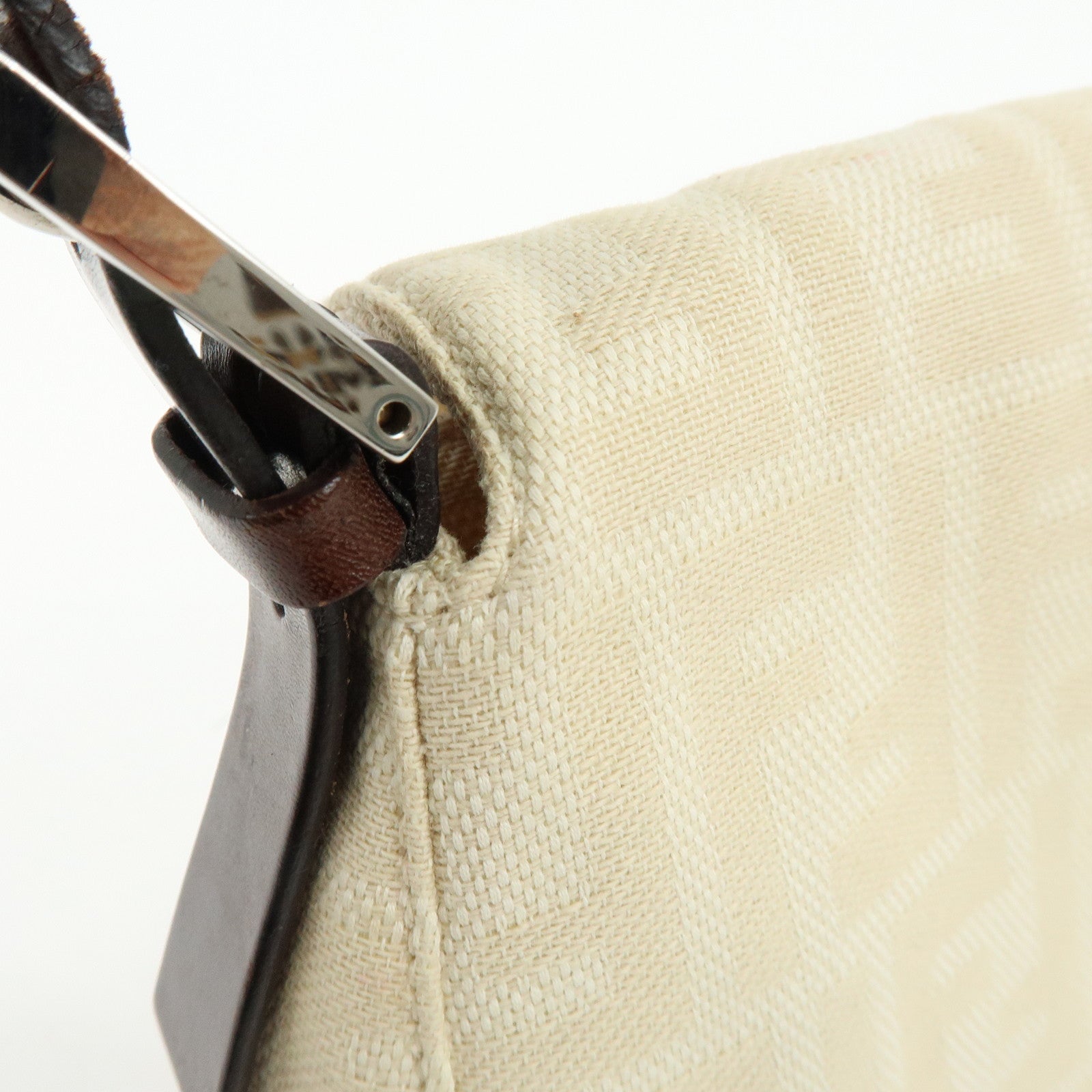 FENDI Mamma Baguette Zucca Jaquard Canvas Leather Shoulder Bag 26325