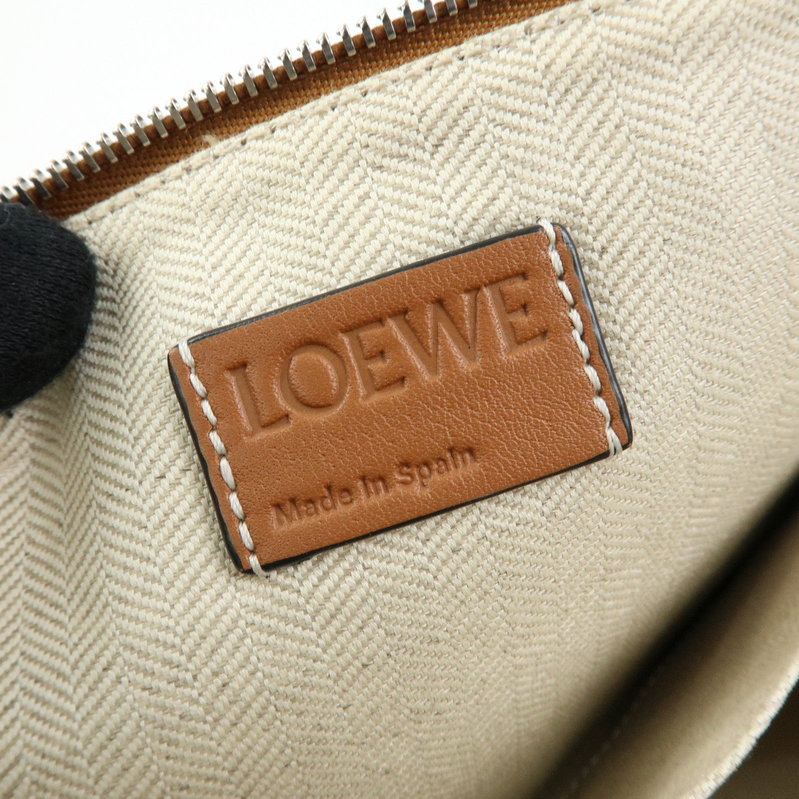 Loewe Anagram Puzzle Leather Suede Canvas Clutch Bag Blue Brown Beige