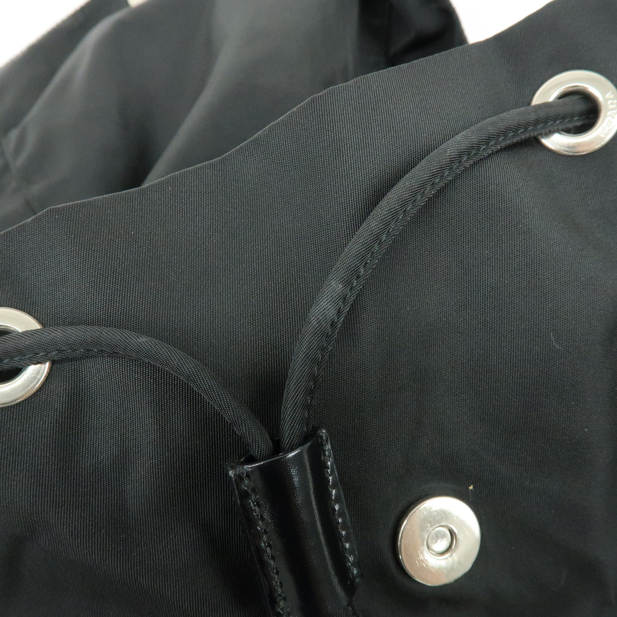 PRADA Triangle Logo Nylon Leather Backpack Rucksack Black BZ2811