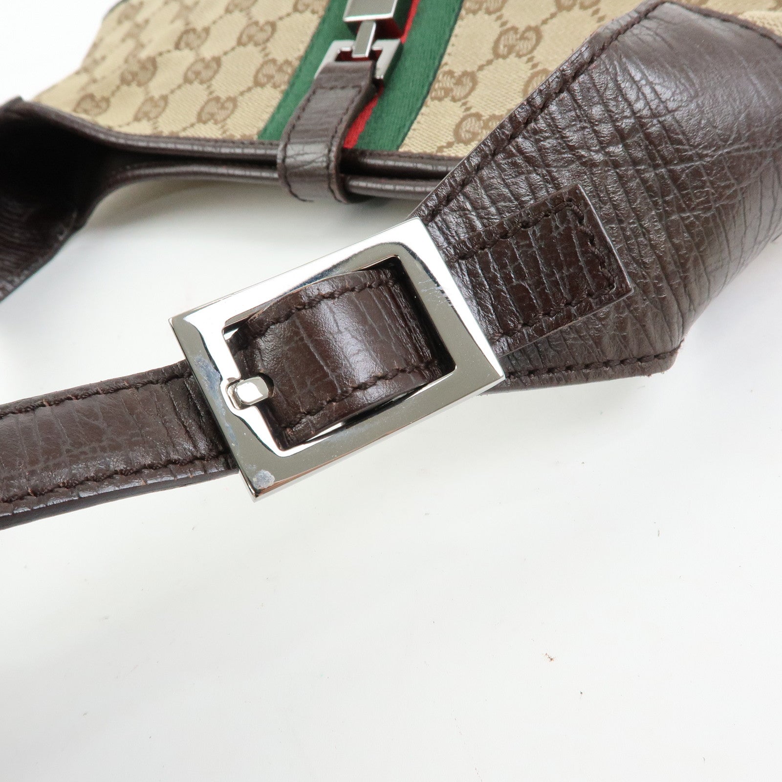 GUCCI Sherry Jackie GG Canvas Leather Shoulder Bag Hand Bag Bown 00963