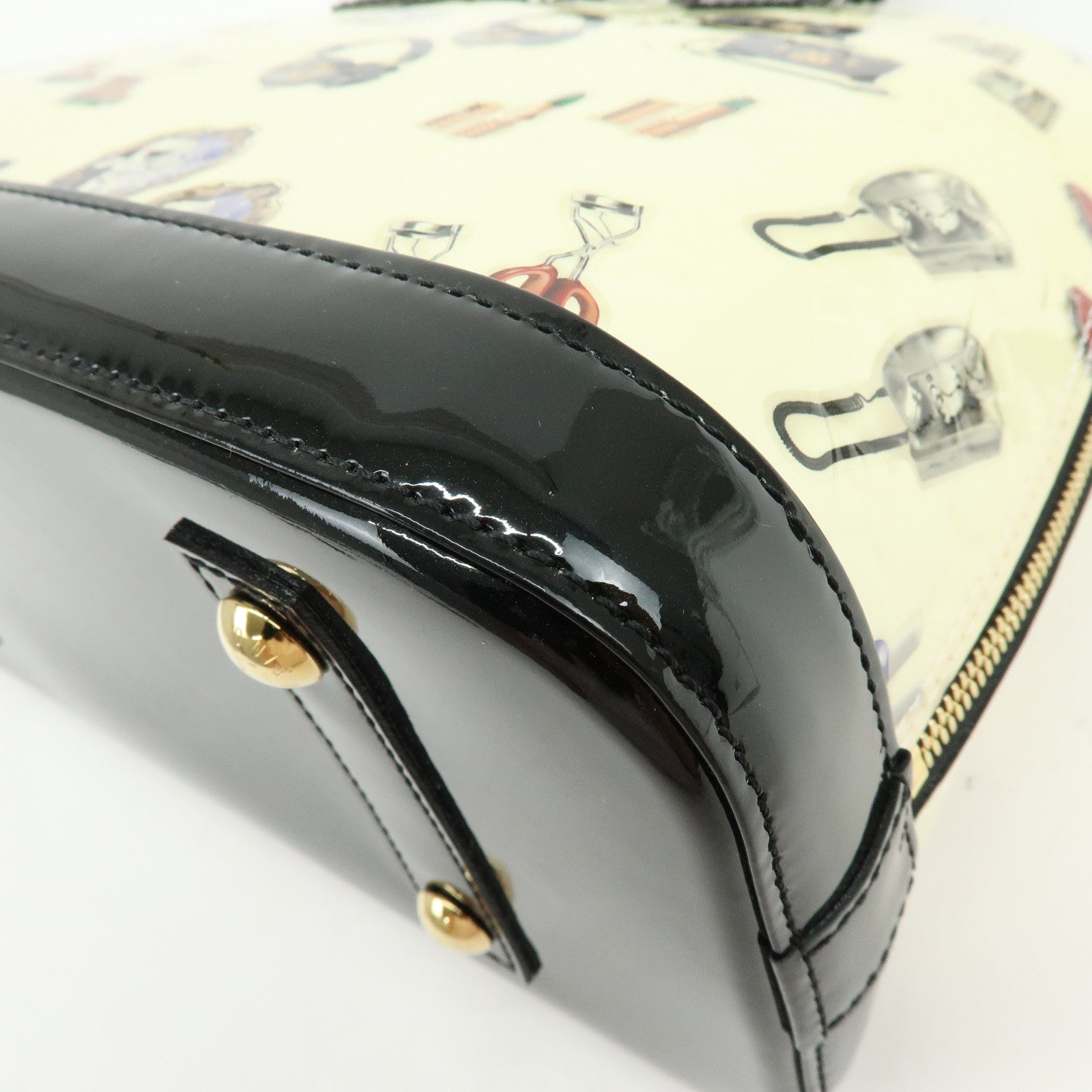 Louis Vuitton Monogram Vernis Sticker Alma PM Hand Bag Off White M50466